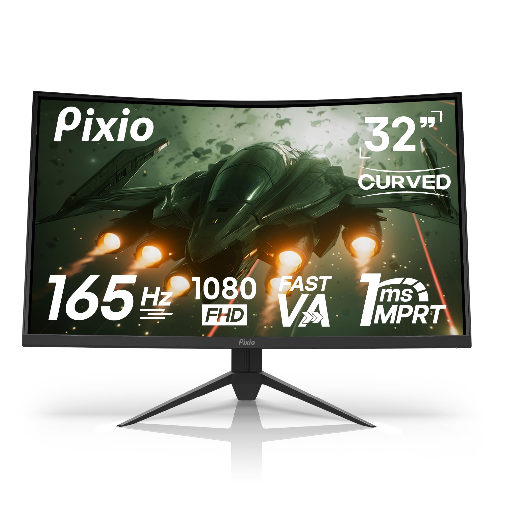 Pixio PXC325 32 inch 165Hz Refresh Rate FHD 1080p Resolution 1500R Curved VA Panel 1ms MPRT Response Time Adaptive Sync HDR Tilt