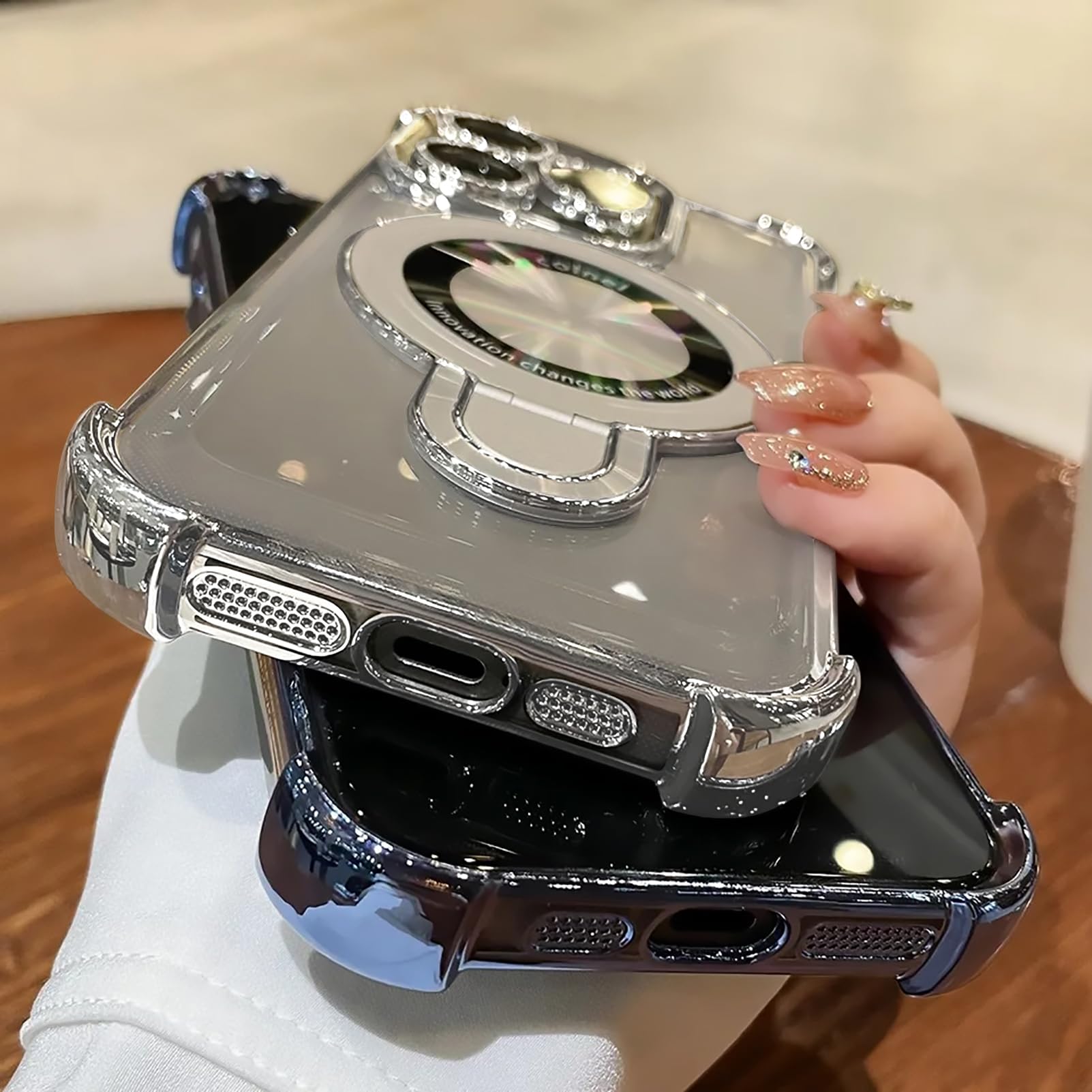 Uioeua For Iphone 12 Pro Case With Magnetic Ring Stand,[Compatible With Magsafe] Four Corners Shockproof [Military Grade Drop Pr