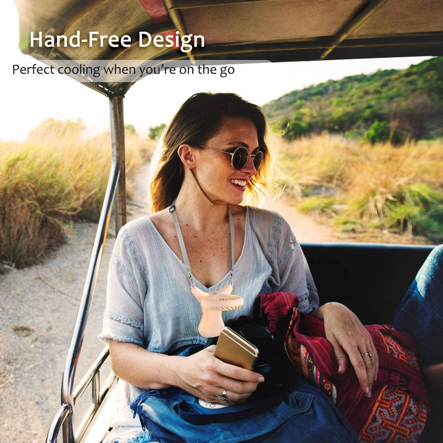 Outxe Necklace Fan Personal Fan 3000Mah Wearable Fan Mini Handheld Fan 90 Rotation Portable Necklace Fan