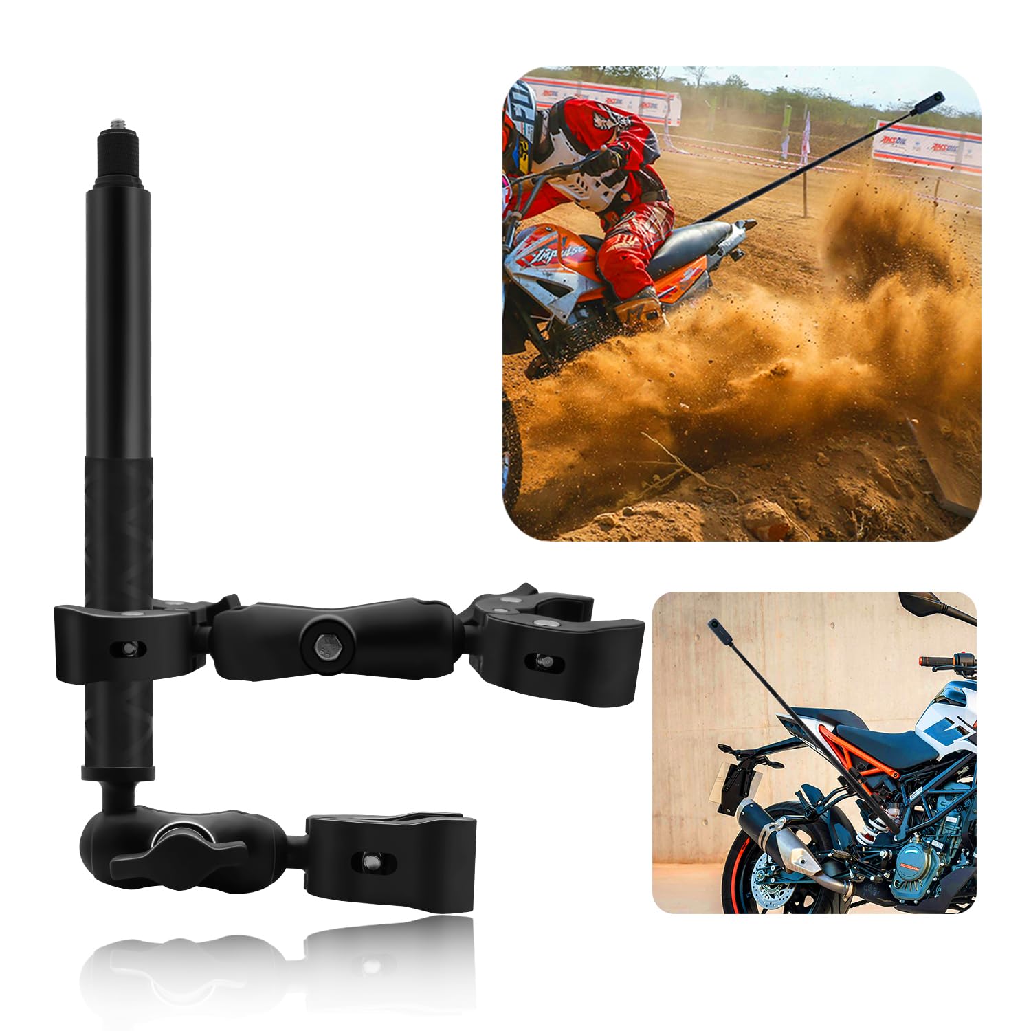 Hafoko Motorcycle Bike Handlebar Clamp Mount With 59'' Invisible Selfie Stick Compatible For Insta 360 X4 X3 X2 X One Rs R Go 3