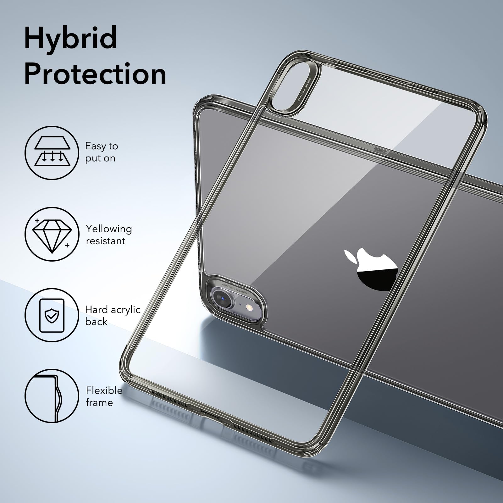 Esr For Ipad Mini 7 A17 Pro Case, Ipad Mini 7Th/6Th Generation Case (2024/2021), Slim And Light, Shock And Drop Protection, Yellowing Resistant, Supports Pencil Pro & Pencil (Usb C), Black Clear