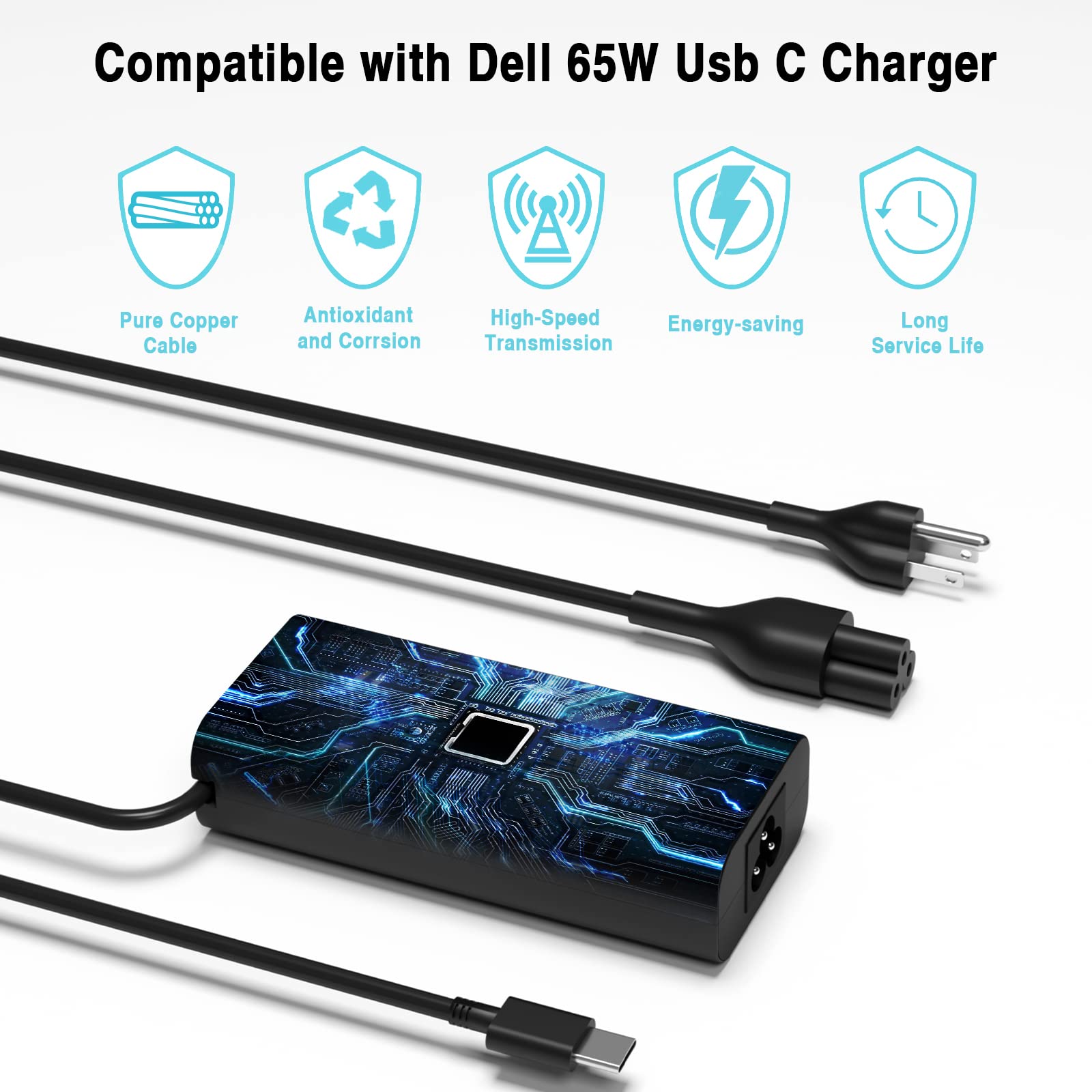 65W 45W Usb C Charger Replacement For Dell Latitude 5520 5420 5320 7420 7410 7430 7320 5430 5290 Chromebook 3100 5190 2In1 Xps 1