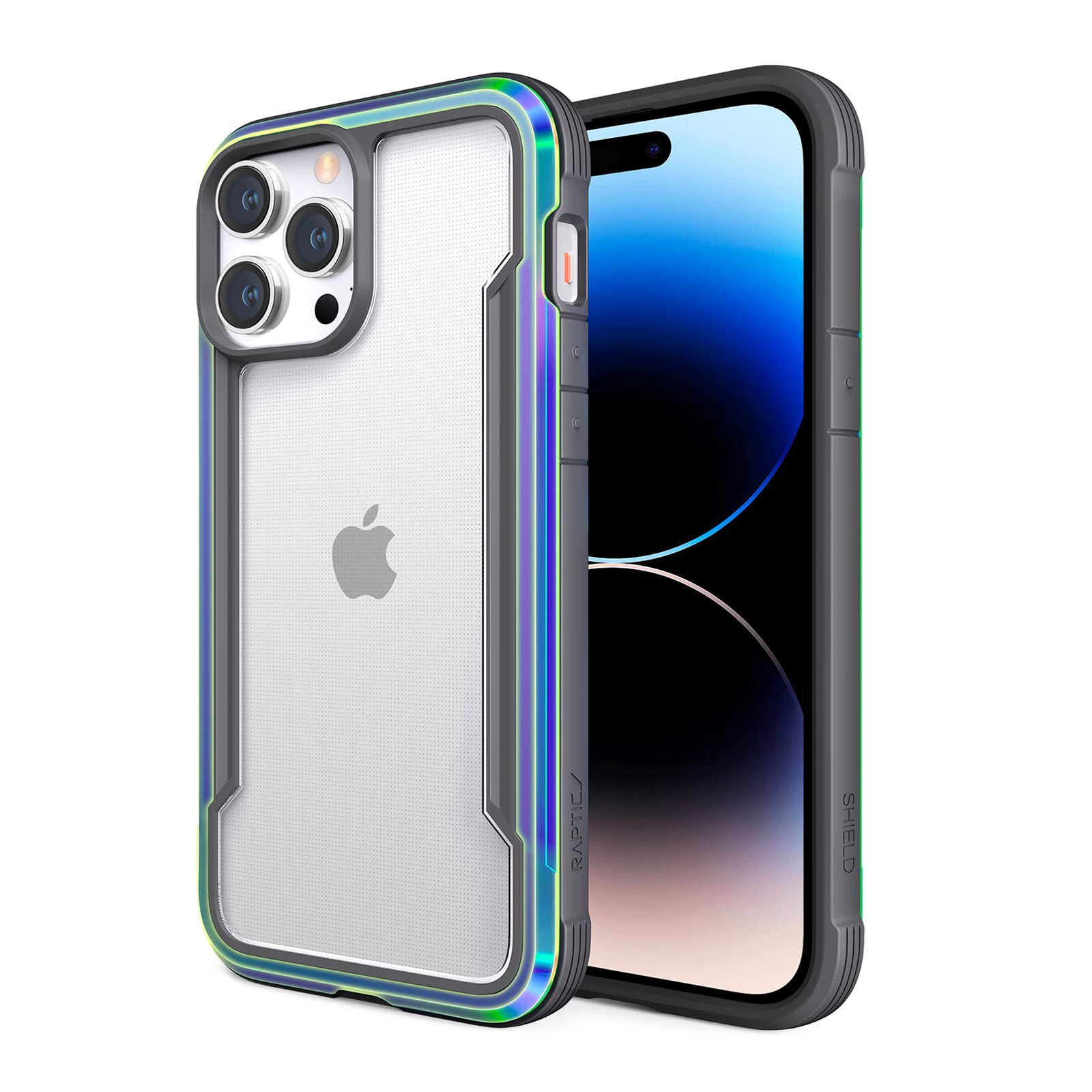 Raptic Shield For Iphone 14 Pro Case, Shockproof Protective Clear Case, Military Grade 10Ft Drop Tested, Durable Aluminum Frame,