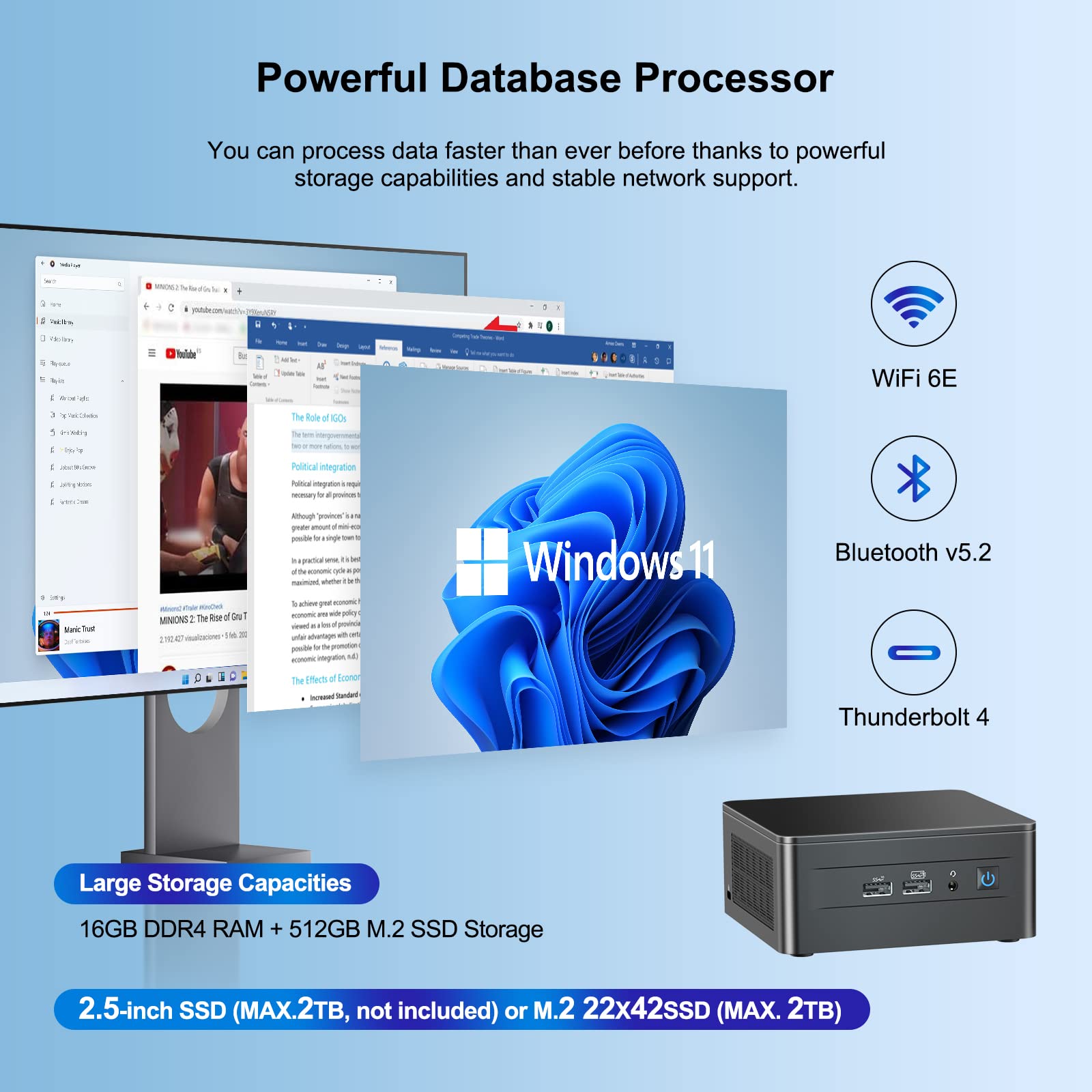 Intel Nuc 12 Mini Pc Kit Nuc12Wshi7 (12 Core I7 1260P 16Gb Ram 512Gb Ssd Iris Xe Graphics) Windows 11 Pro Latest Desktop Compute