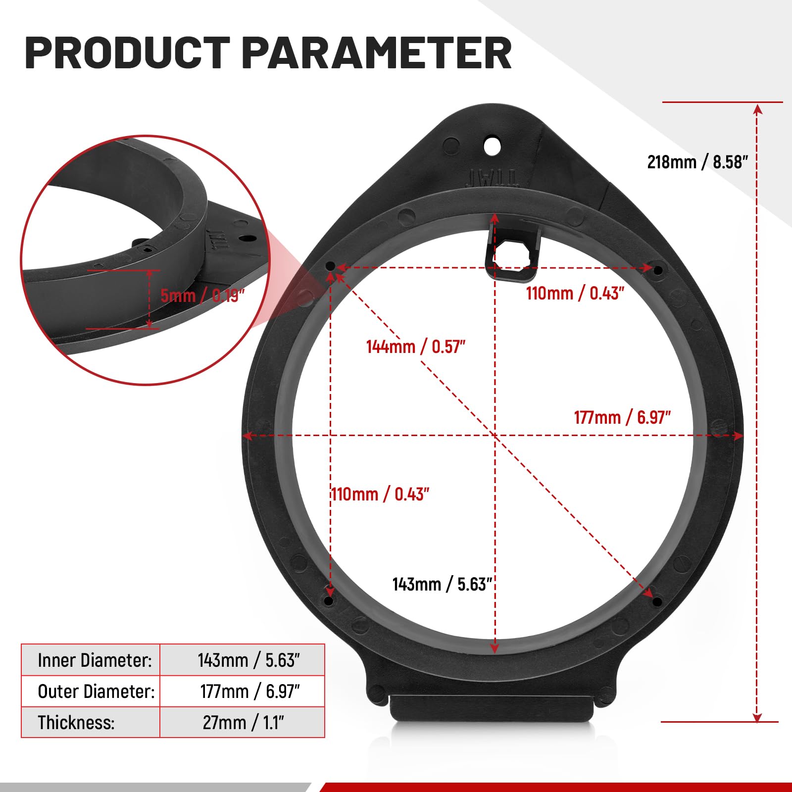 Red Wolf Front/Rear Door 6.5'' Inch Aftermarket Speaker Update Install Speaker Adapter Bracket Spacers For Chevrolet 2006 2021,