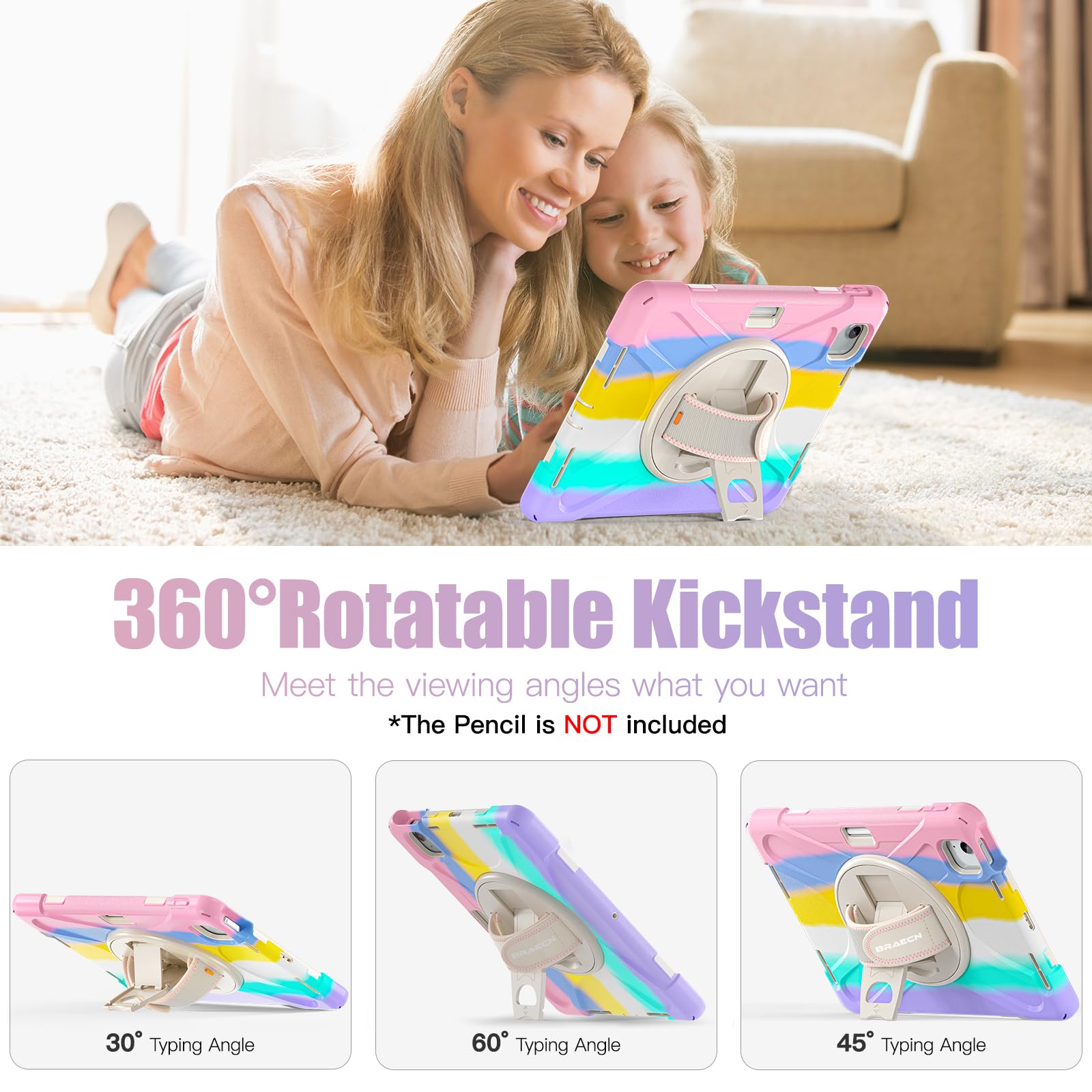 Braecnstock Kids Case For Apple Ipad Air 11 Inch 2024 6Th Gen Ipad Pro 11 4Th 3Rd 2Nd 1St Gen Ipad Air 5Th 4Th Gen 10.9'' Shockp