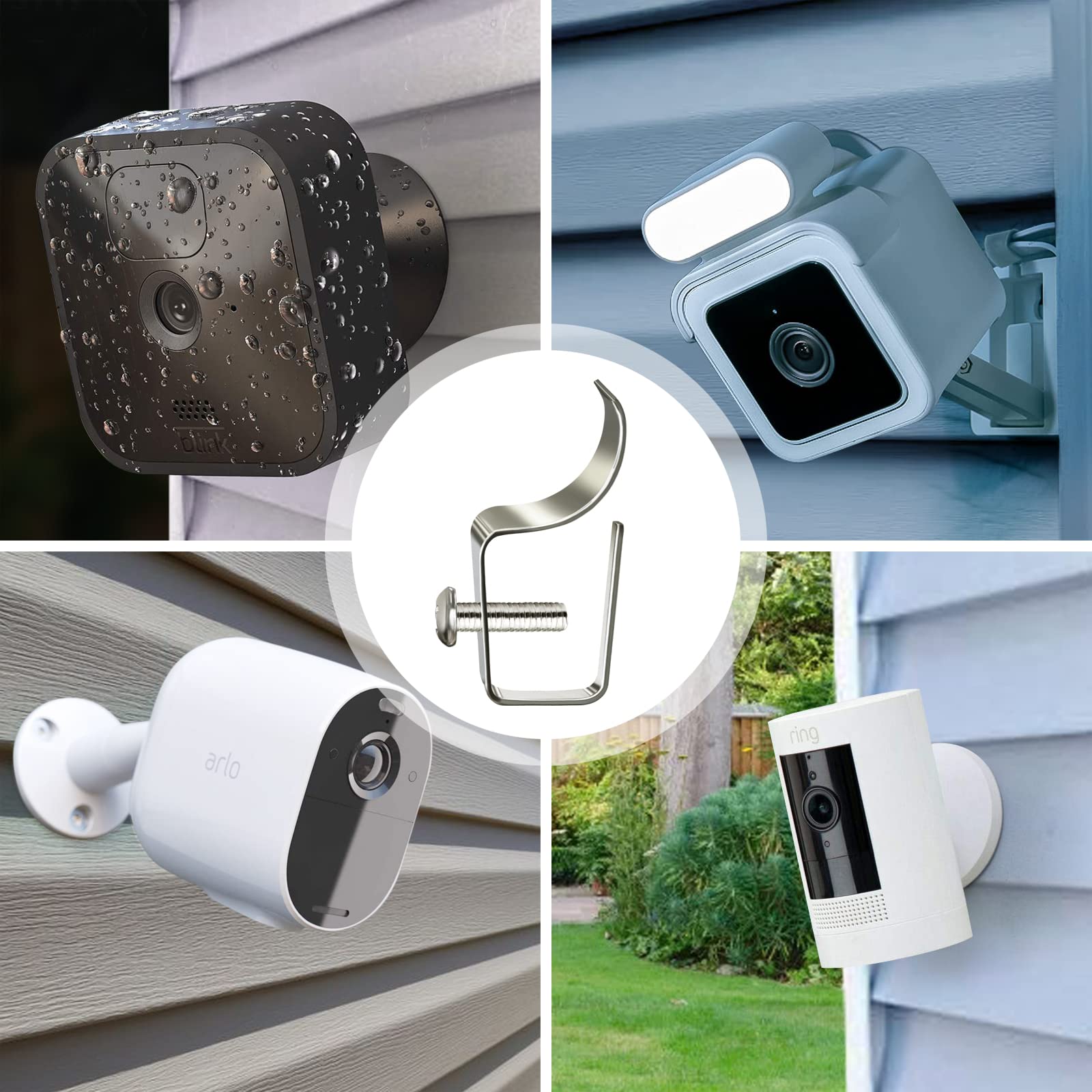 (10 Pack) Blink Outdor Camera Mount Vinyl Siding Clips Hooks,No Hole Needed Outdoor Siding Hanger For Mounting Wyze Cam/Ring/Arl