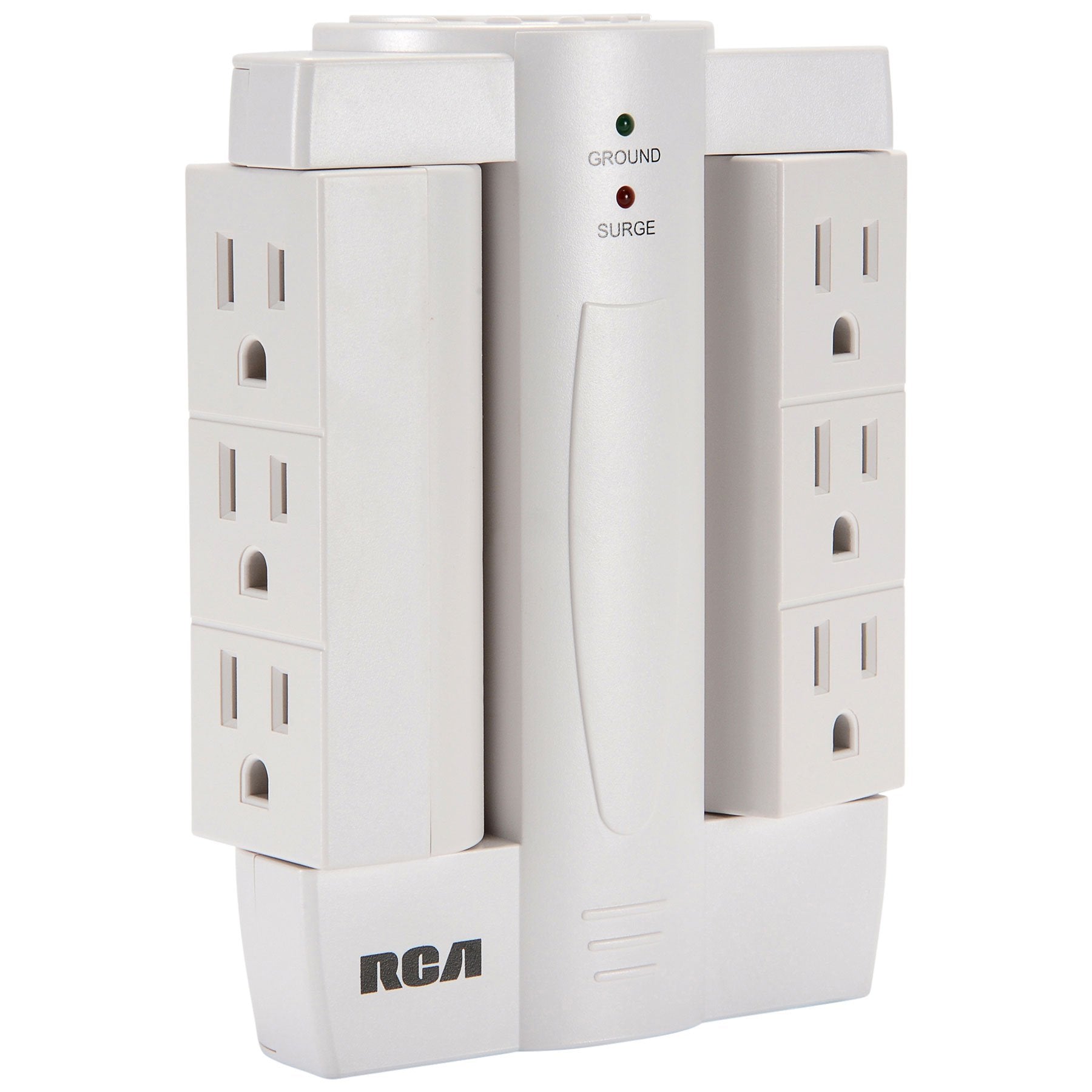 Rca Pswts6F Wall Tap Surge Protector With 6 Swivel Outlets,White