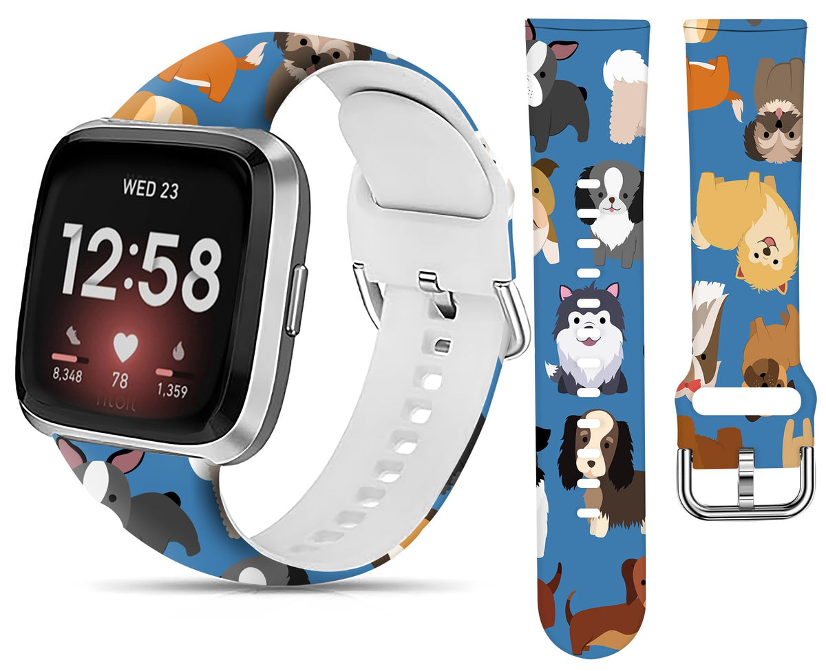 Lnzlking Sport Band For Versa 4/Versa 3/Sense 2 Smart Watch, Elastic Replacement Wristbands (Cute Dog Puppy)