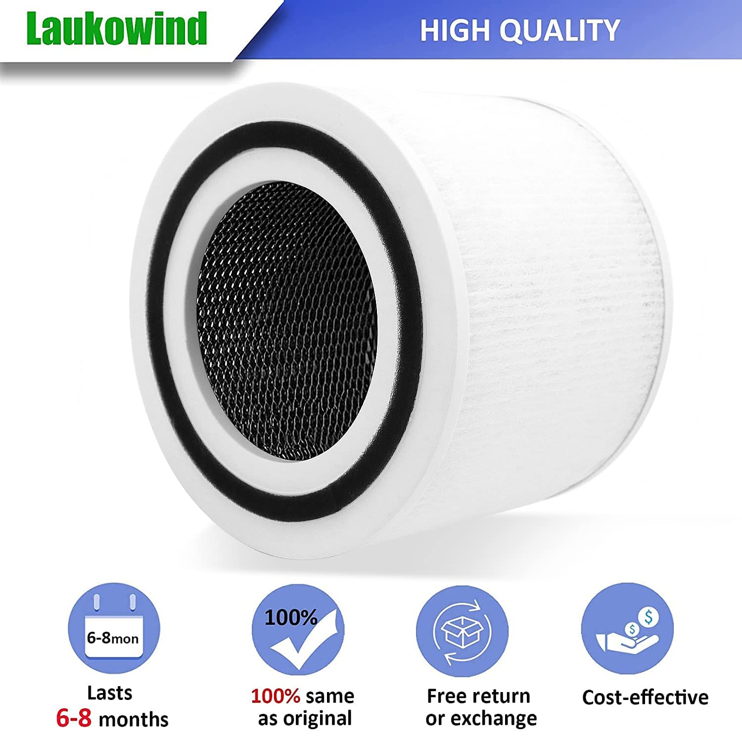 Laukowind For Levoit Core P350 Replacement Filte, Grade 3 In 1 True High Efficiency Activated Carbon Pet Care Allergy Compatible