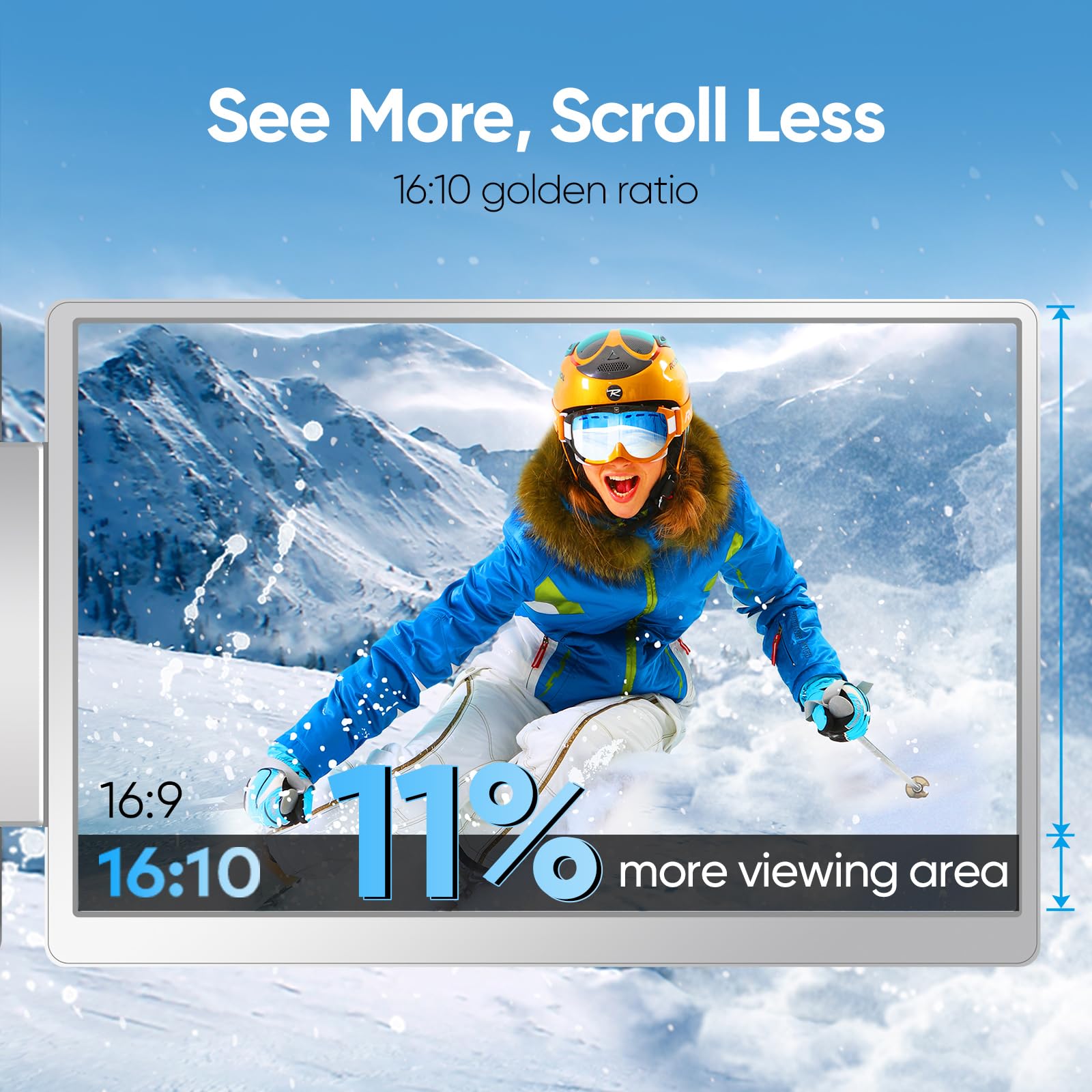 Lxu 16-Inch Portable Monitor For Laptop | 2025 New Upgraded 1200P 16:10 Fhd Screen Extender | Plug-Play Laptop Extended Monitor