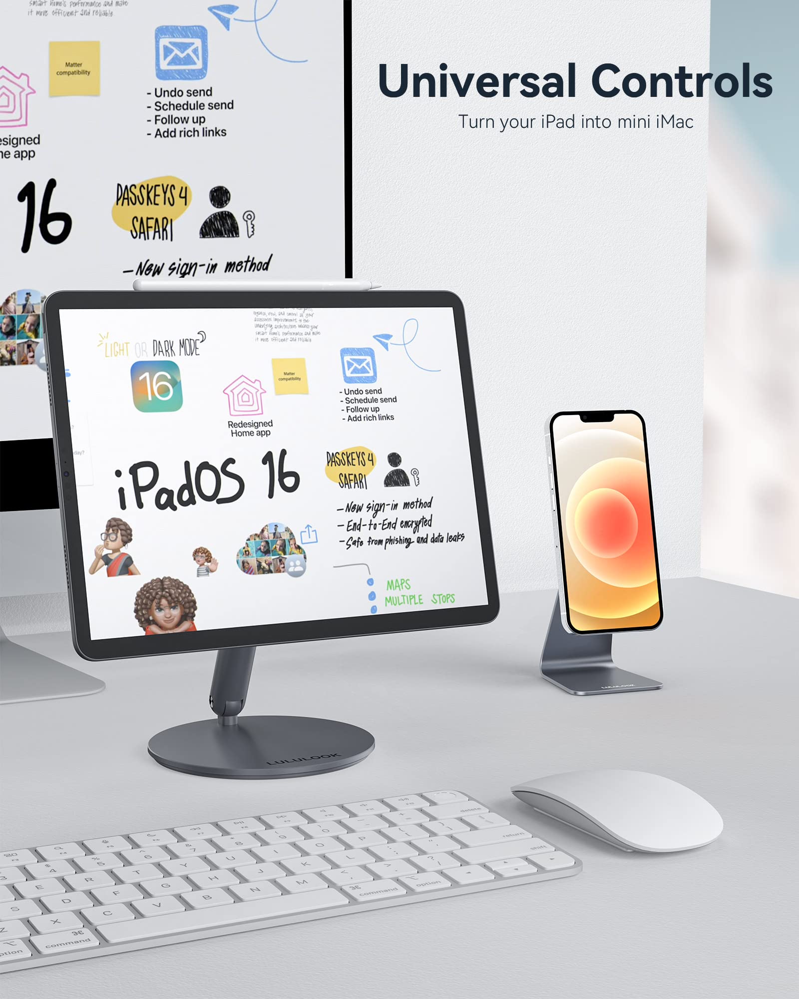 Lululook Magnetic Ipad Stand For Ipad Air 11 M2/Ipad Pro 11, Ipad360� Rotating Aluminum Alloy Tablet Stand For Desk Foldable Mount Ipad Holder For Ipad Pro 11'' 4Th/3Rd/2Nd/1St Gen