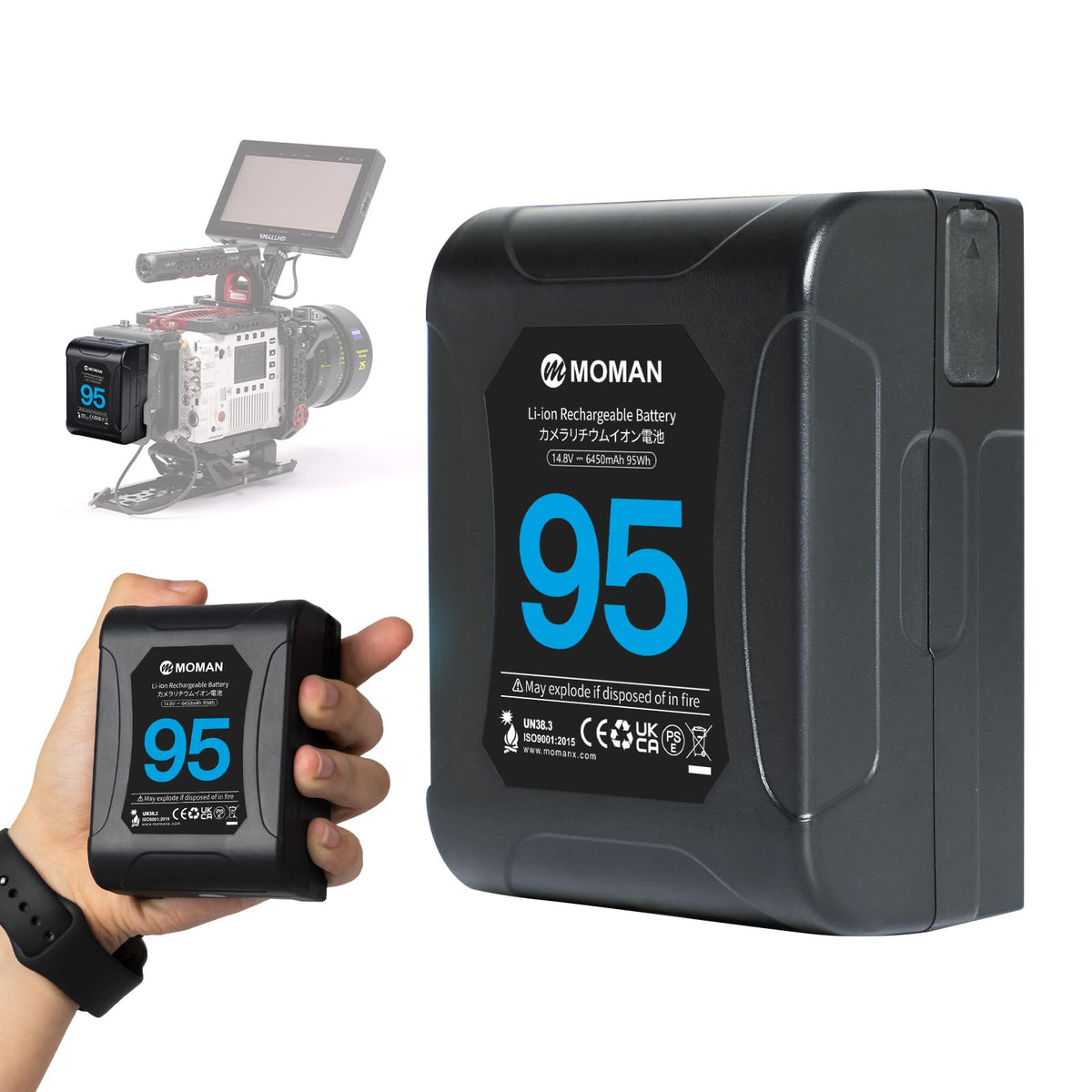 Moman V Mount Battery, Power 95 95Wh 6450Mah Micro V Lock Battery 10A Up To 168W Draw With Dual D-Tap/Usb-A/Bp Outputs,Portable 
