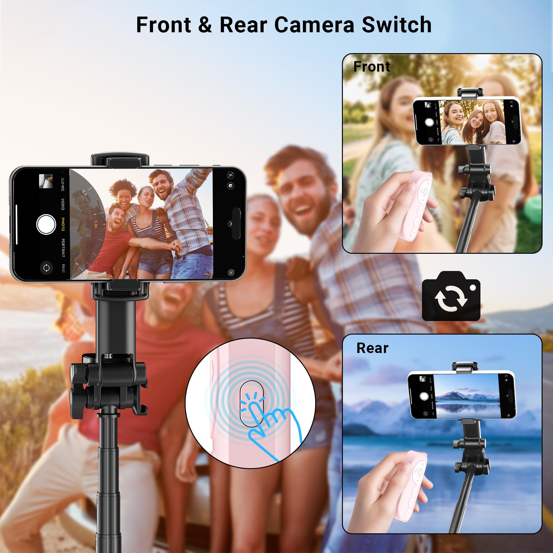 Wireless Camera Remote Control With Zoom For Iphone & Ipad, Versatile Shutter With Front/Rear Camera Switch For Photo & Video, S