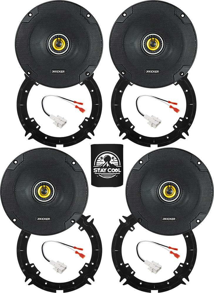 KICKER Speakers 6.5 inch for Hyundai Elantra 2017-2020 Upgrade Kit - 4 Pack of CS Series with Adapters and Harness, Coaxial 6 1/