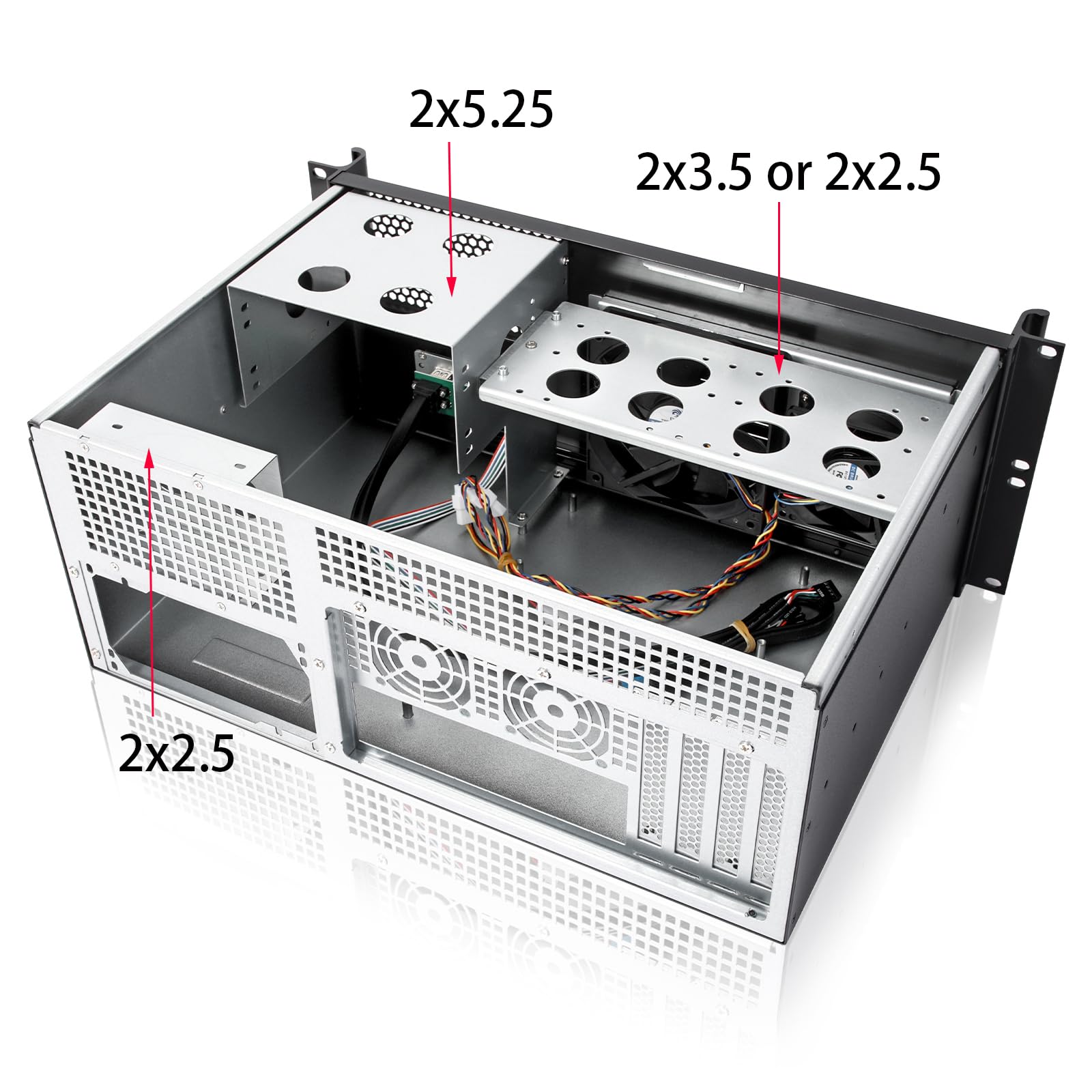 Rackchoice 4U Short Depth Mini Itx/M Atx Server Chassis 2X5.25+2X3.5+2X2.5 Bays Support Standard Ps2 Atx Psu