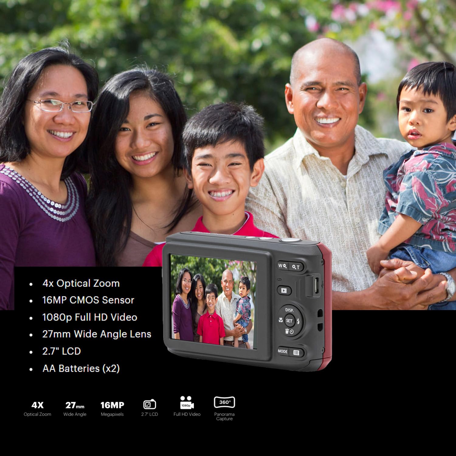 Kodak Pixpro Fz45 Friendly Zoom Digital Camera (Red) Bundle With Folding Storage Travel Case, 128Gb Sd Class 10 Uhs-I U1 V10 Ful