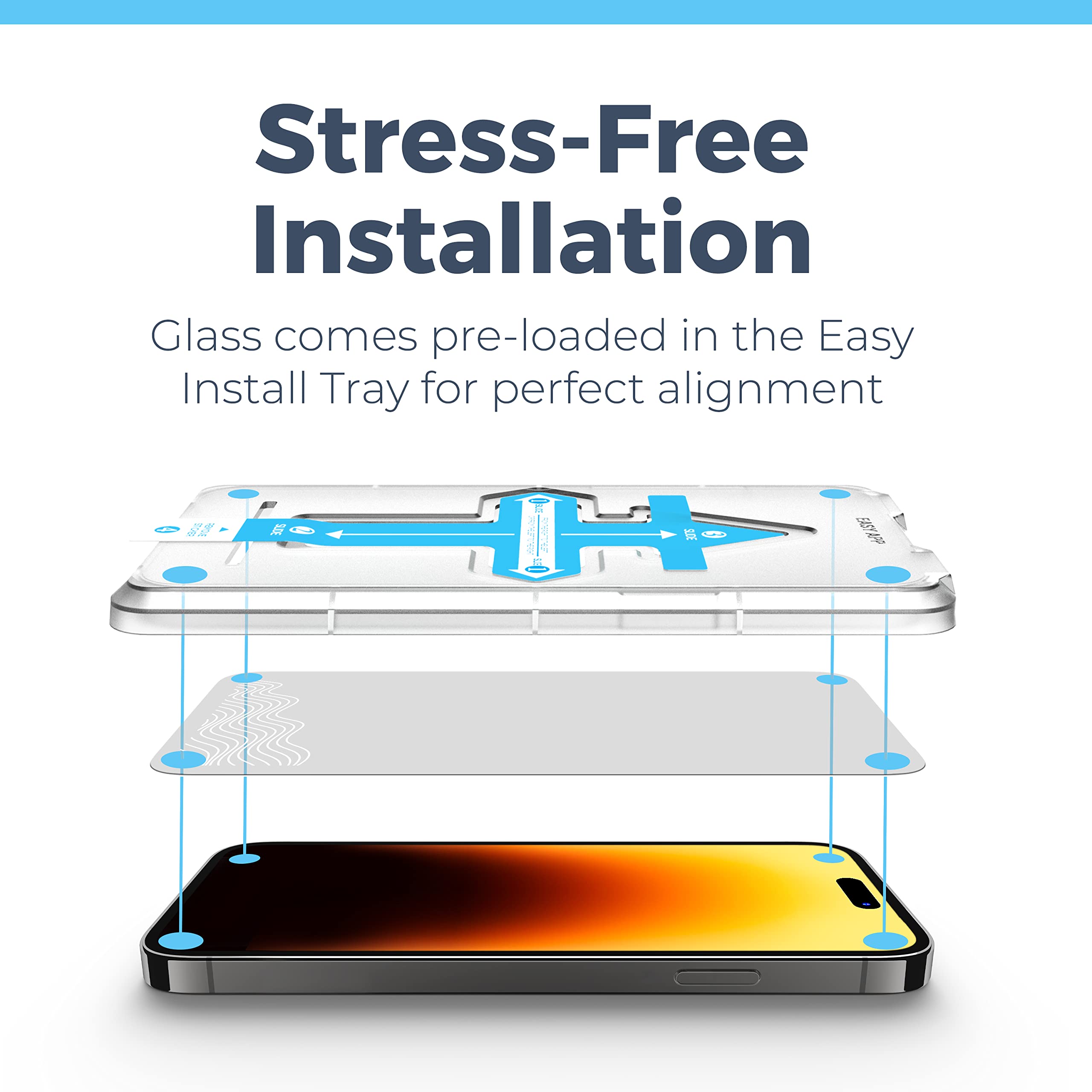 Power Theory Iphone 14 Pro Screen Protector, Personalized Distinktive Glass With Disappearing Artwork, Includes Easy Install Tra