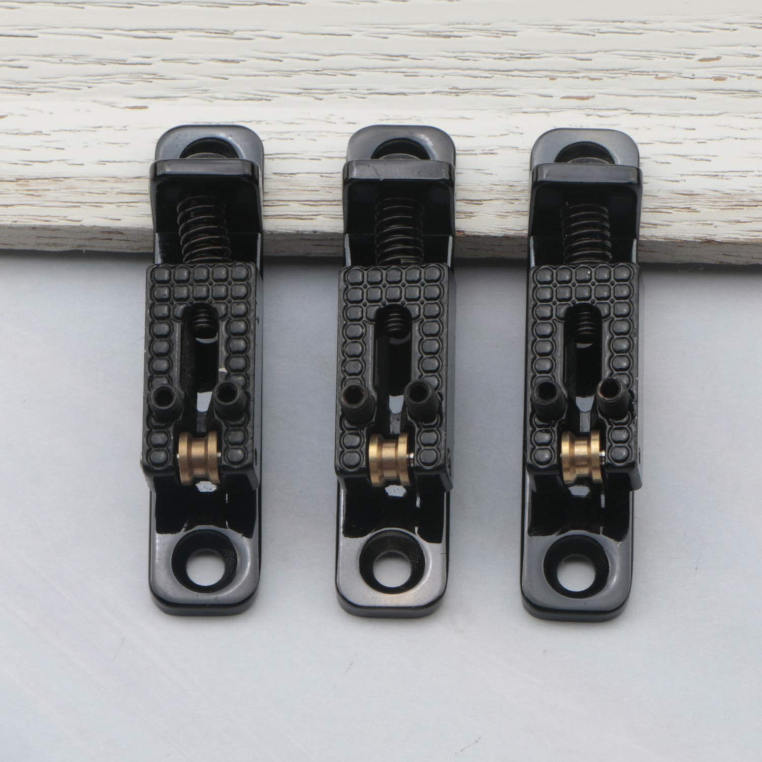 Swhmc Separate Roller Bridge Saddles For Cigar Box Guitar 3Pcs Roller Saddles Bridge Set, Black