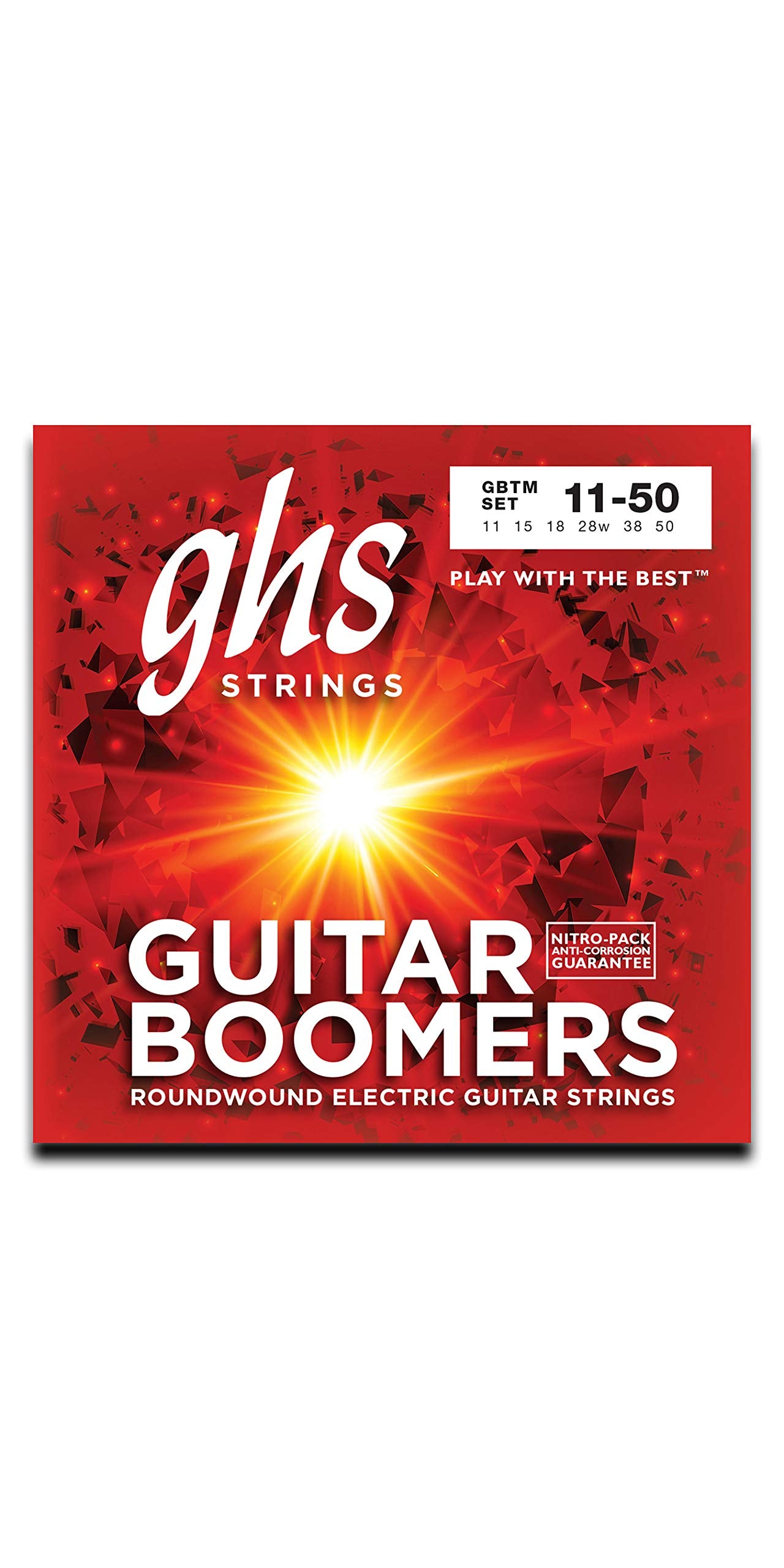 Ghs Strings Gbtm   10 Pack   Guitar Boomers, Nickel Plated Electric Guitar Strings, True Medium (11 50), Pack Of 10