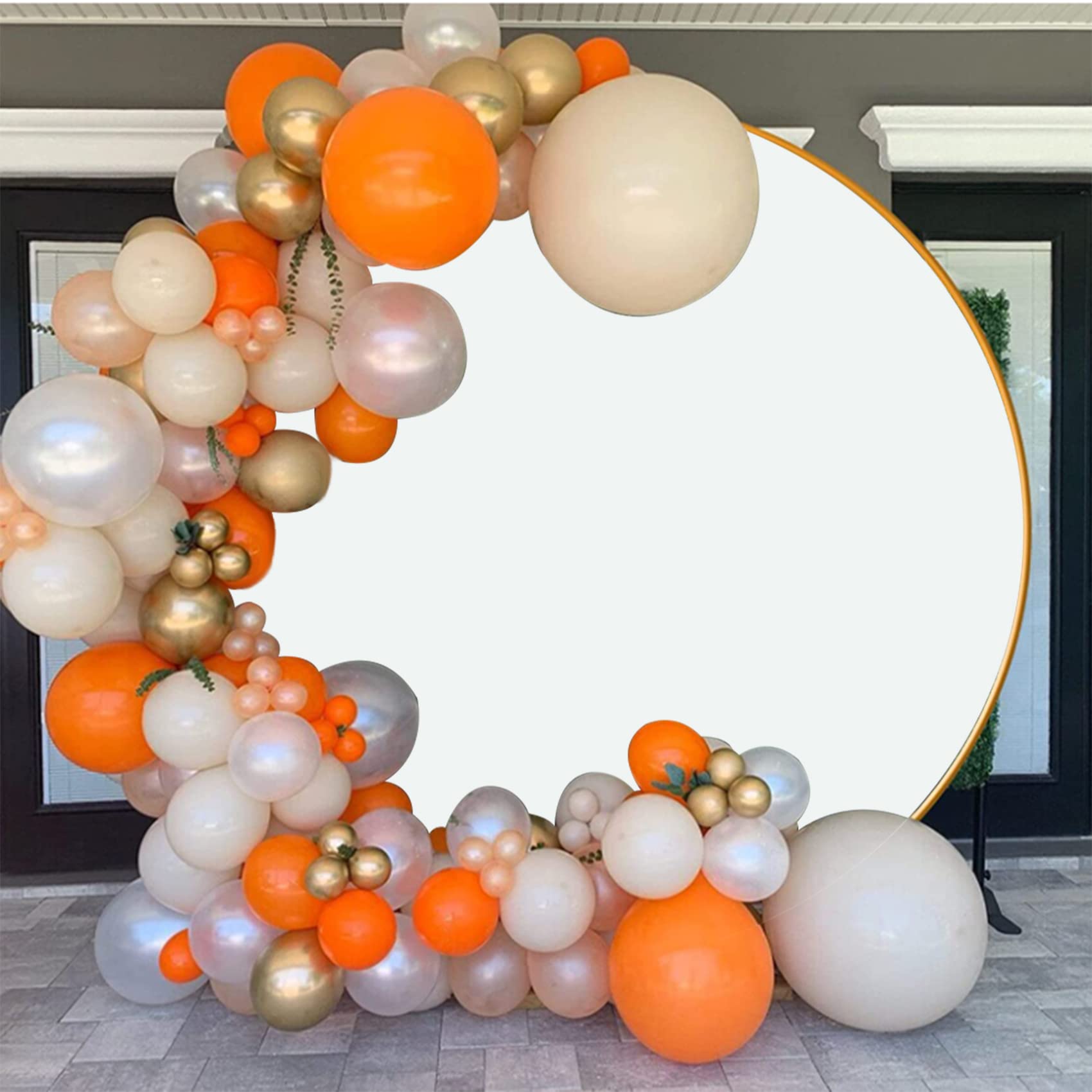 Yongfoto 8X8Ft White Round Backdrop Cover Polyester Circular White Fabric Solid Color Professional Photography Background Birthd