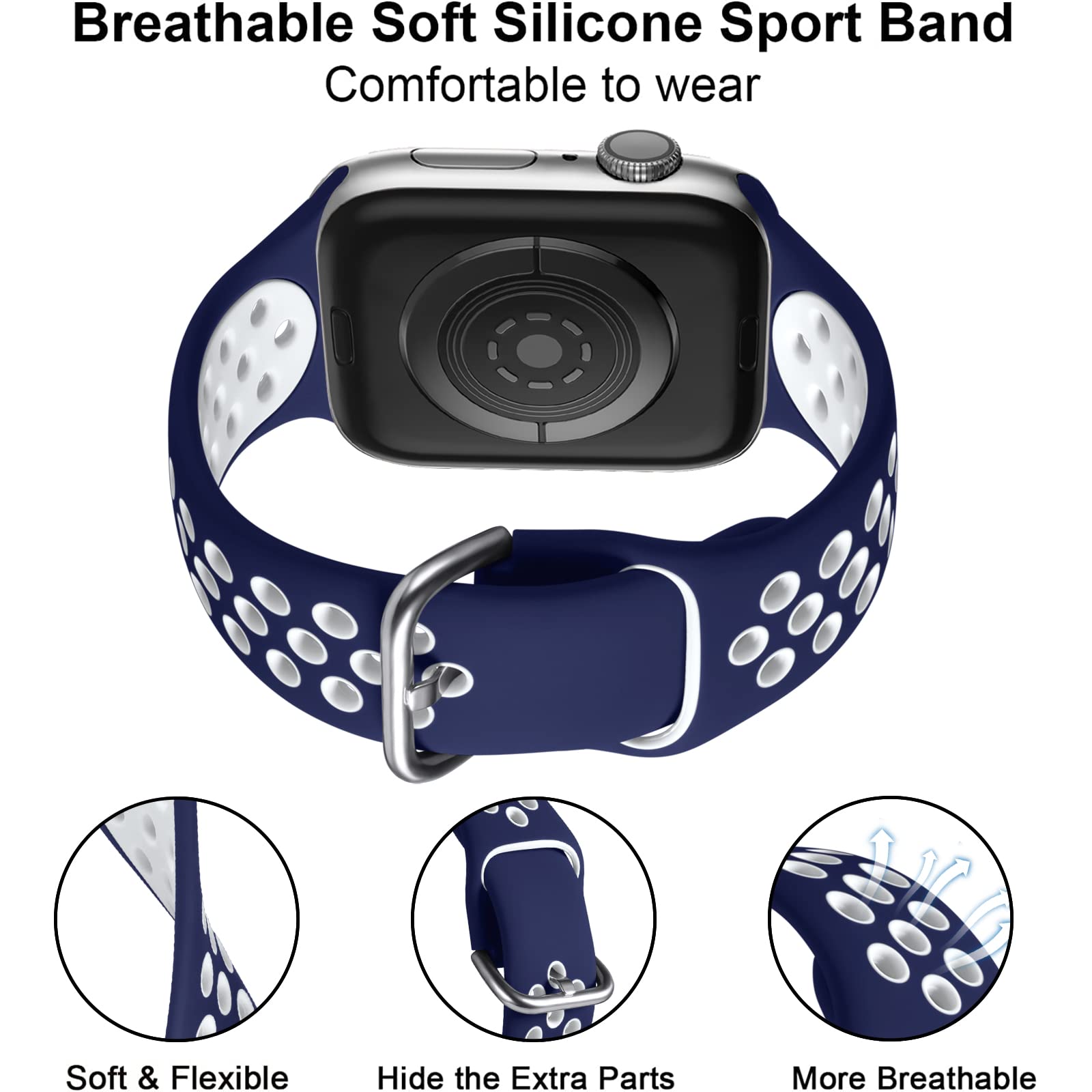 Lerobo 3 Pack Compatible With Apple Watch 41Mm 38Mm 40Mm 46Mm 44Mm 45Mm 42Mm For Women Men,Soft Silicone Replacement Sport Bands