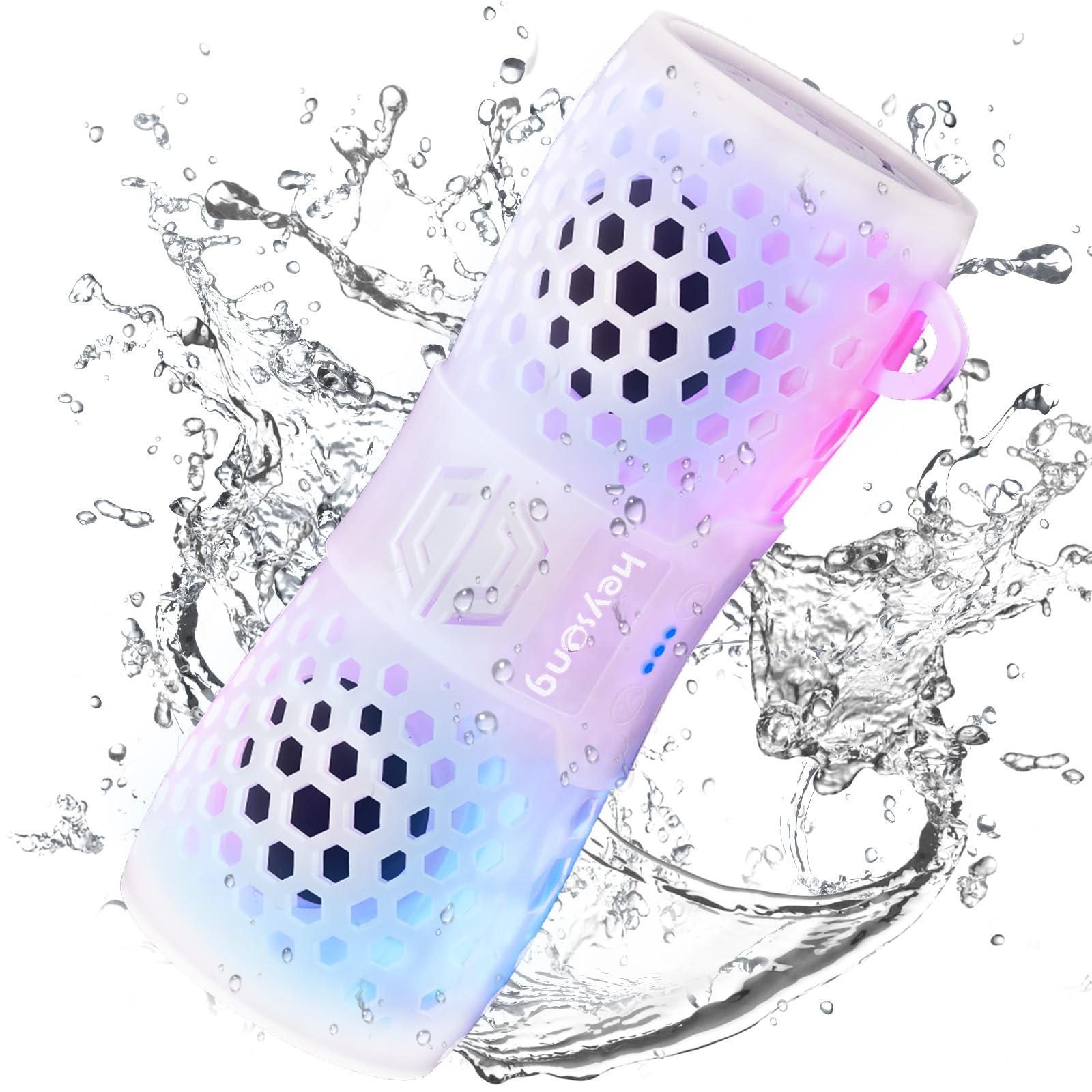 Heysong Bluetooth Speaker, Portable Waterproof Shower Speakers With Lights, Ipx7 Waterproof, Loud Sound, Floating, Travel Speakers For Pool, Beach, Kayak, Bike, Gifts For Men, Women, Teen