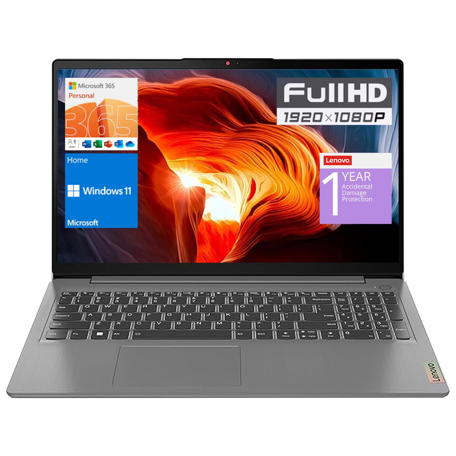 LENOVO IdeaPad 1 Laptop, 15.6    FHD Display, Intel Celeron N4500 Processor, 8GB RAM, 128GB SSD, SD Card Reader, Numeric Keypad,