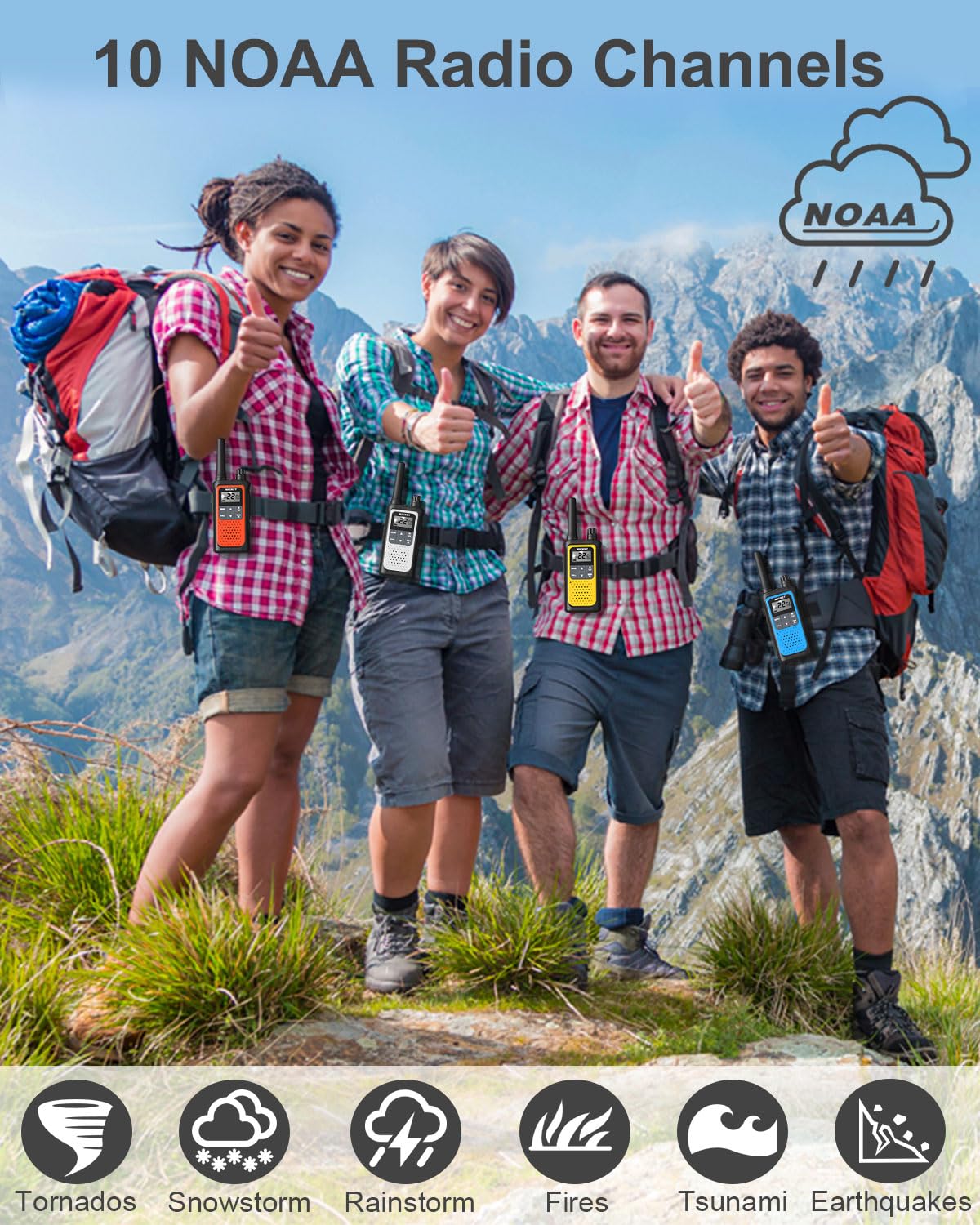 Nxgket Walkie Talkies Long Rang For Adults Noaa Weather Alerts Scan, Rechargeable Walkie Talkies 2 Way Radio 22 Channel 6 Pack W