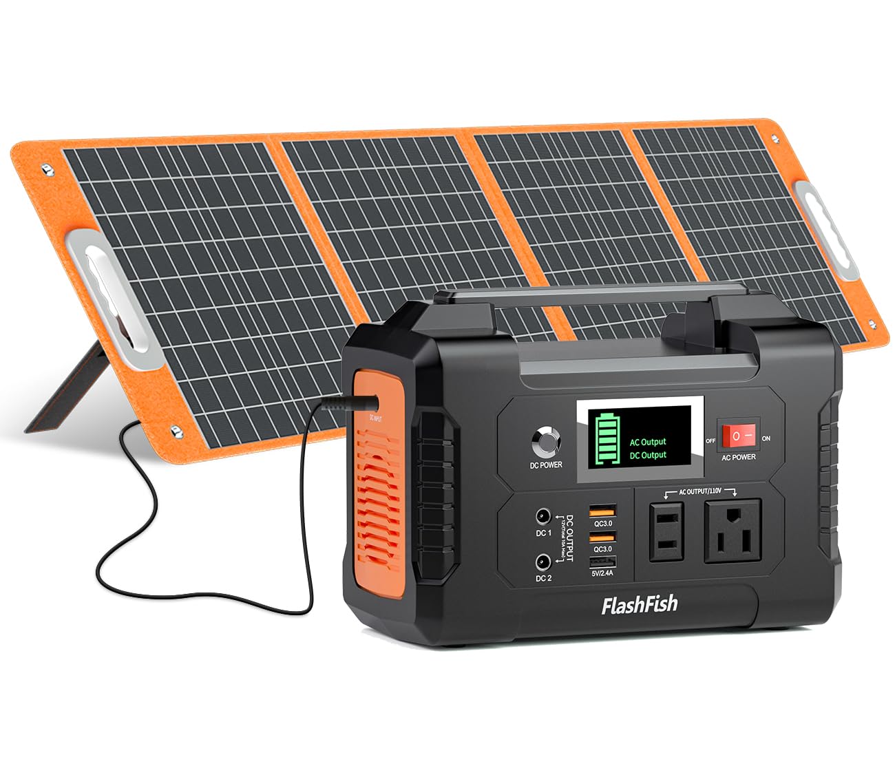 Solar Generator With Solar Panel Included, Flashfish 200W Power Station+100W Foldable Solar Panel, Backup Power Battery Pack And
