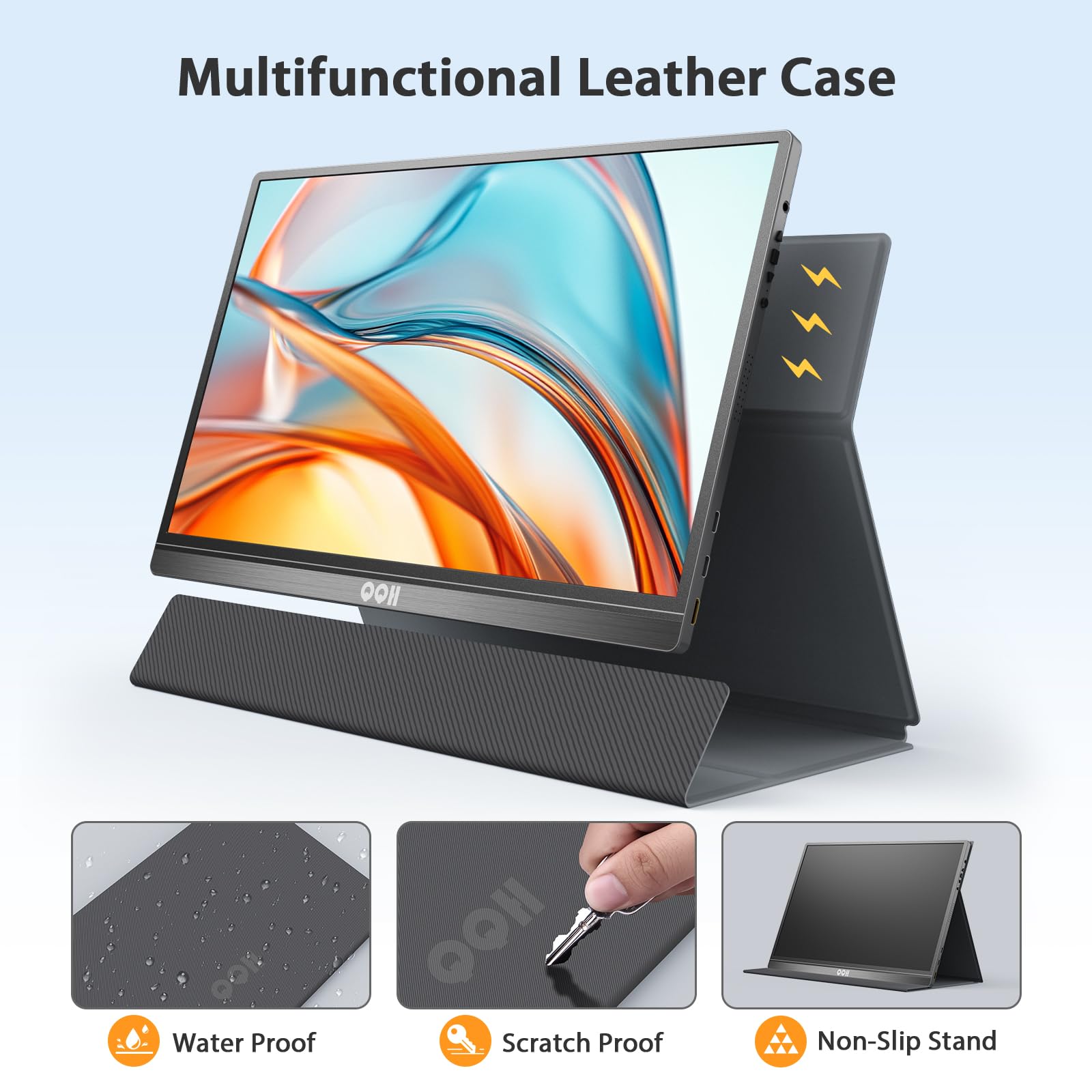 Qqh Portable Monitor 15.6Inch Fhd 1080P Usb C Hdmi Alloy Travel Screen Monitor With W/Smart Cover & Built In Speaker, Plug&Play