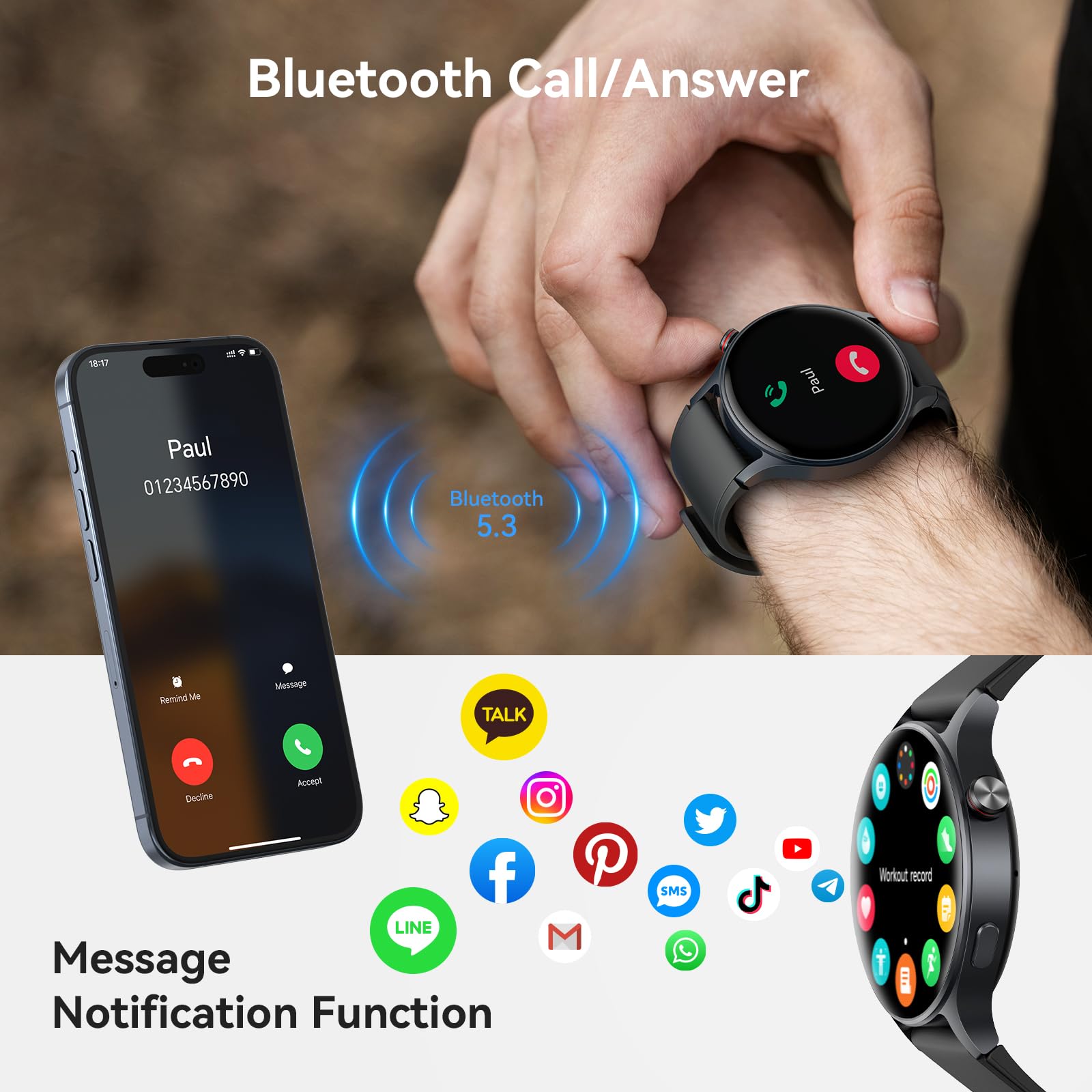 Aeac Smart Watch For Men Women, Amoled Ultra Clear Screen Fitness Trackers With Heart Rate/Sleep/Spo2 Monitor, Smartwatch For Ip