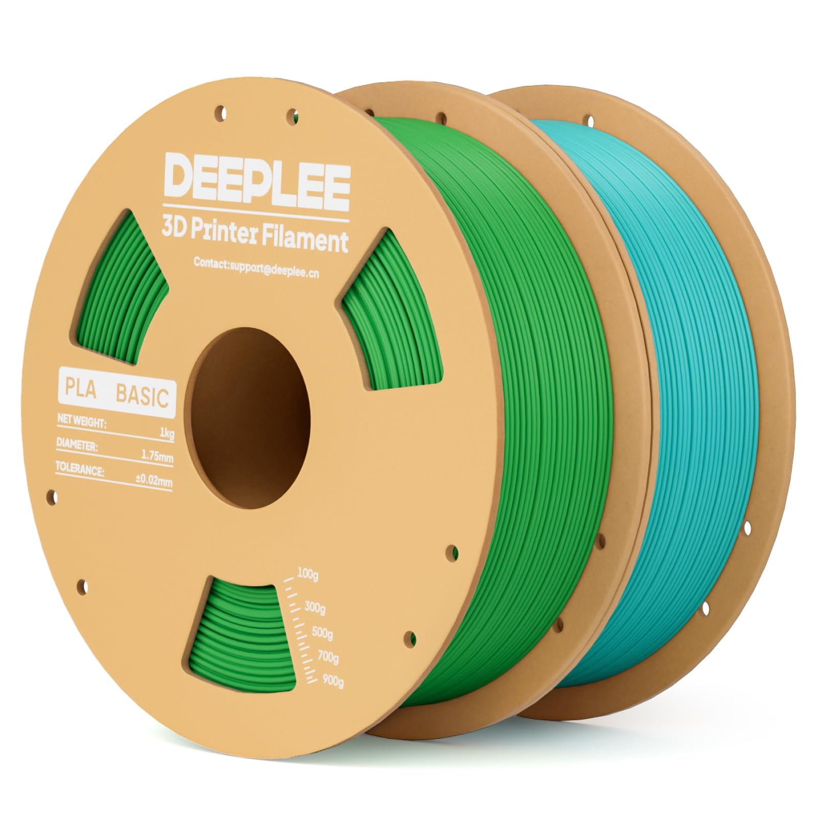 DEEPLEE Basic PLA Filament 1.75mm, 3D Printer Filament, Grass Green & Turquoise 2kg