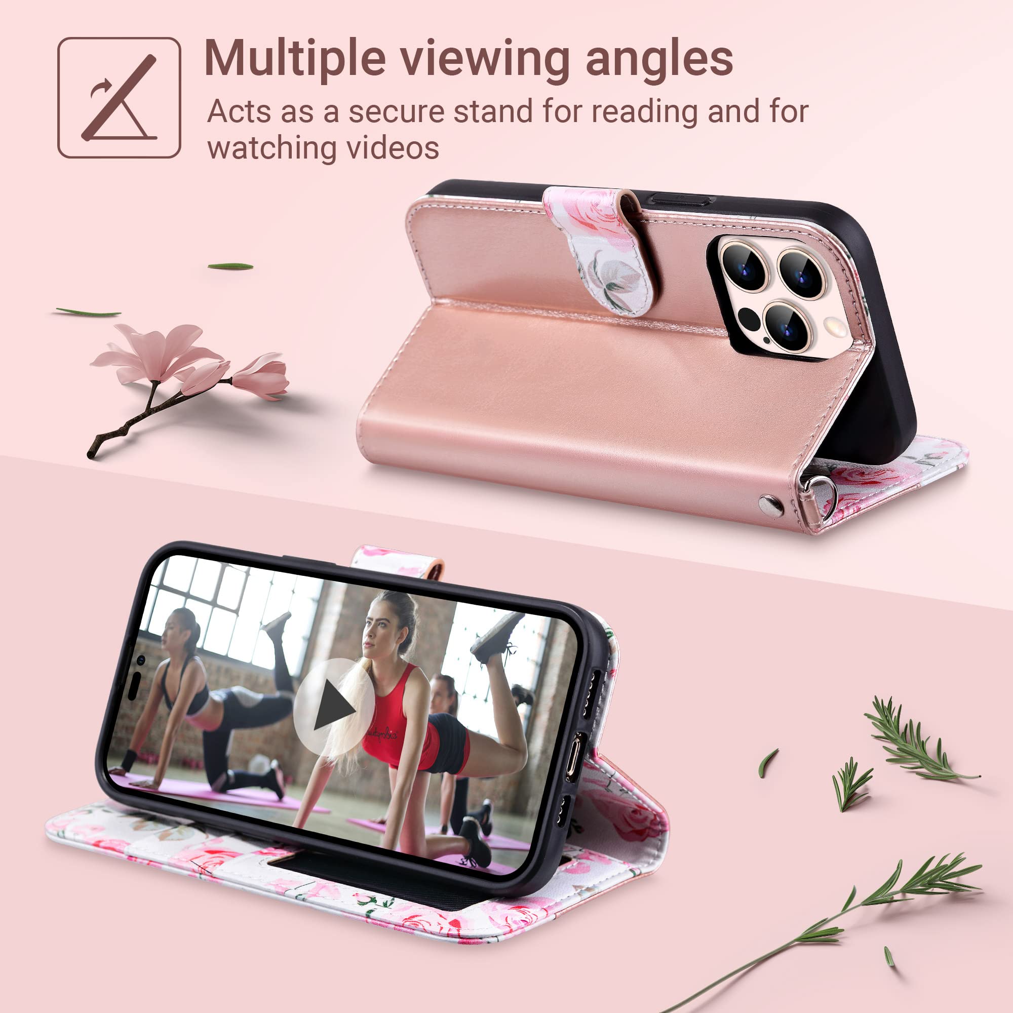 Ulak Compatible With Iphone 14 Pro Wallet Case With Card Holder, Flip Iphone 14 Pro Case For Women Girls Pu Leather Kickstand Wr