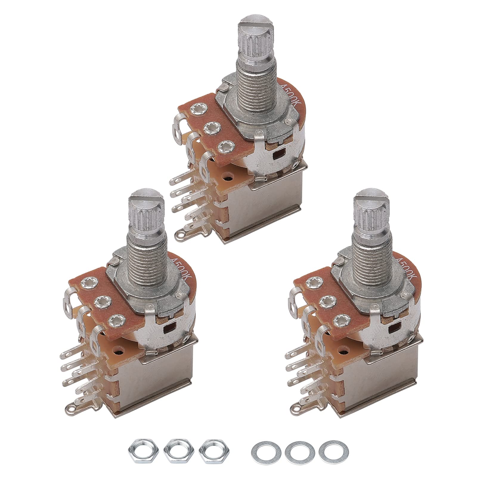 A500k Push Pull Potentionmeter Volume Tone Switch Pots Shaft 18 mm for Guitar Bass Accessories Pack of 3