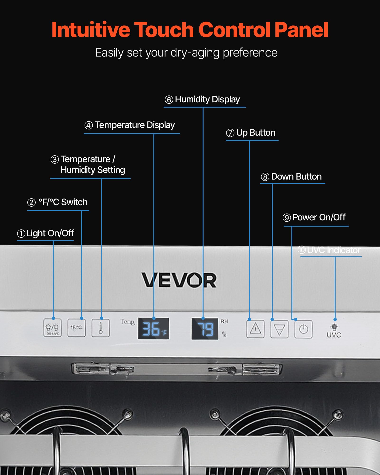 Vevor 232 Lbs Dry Aging Fridge For Steaks, Dry Ager Refrigerator For Meat With Precise Temperature & Humidity Control, Freestand