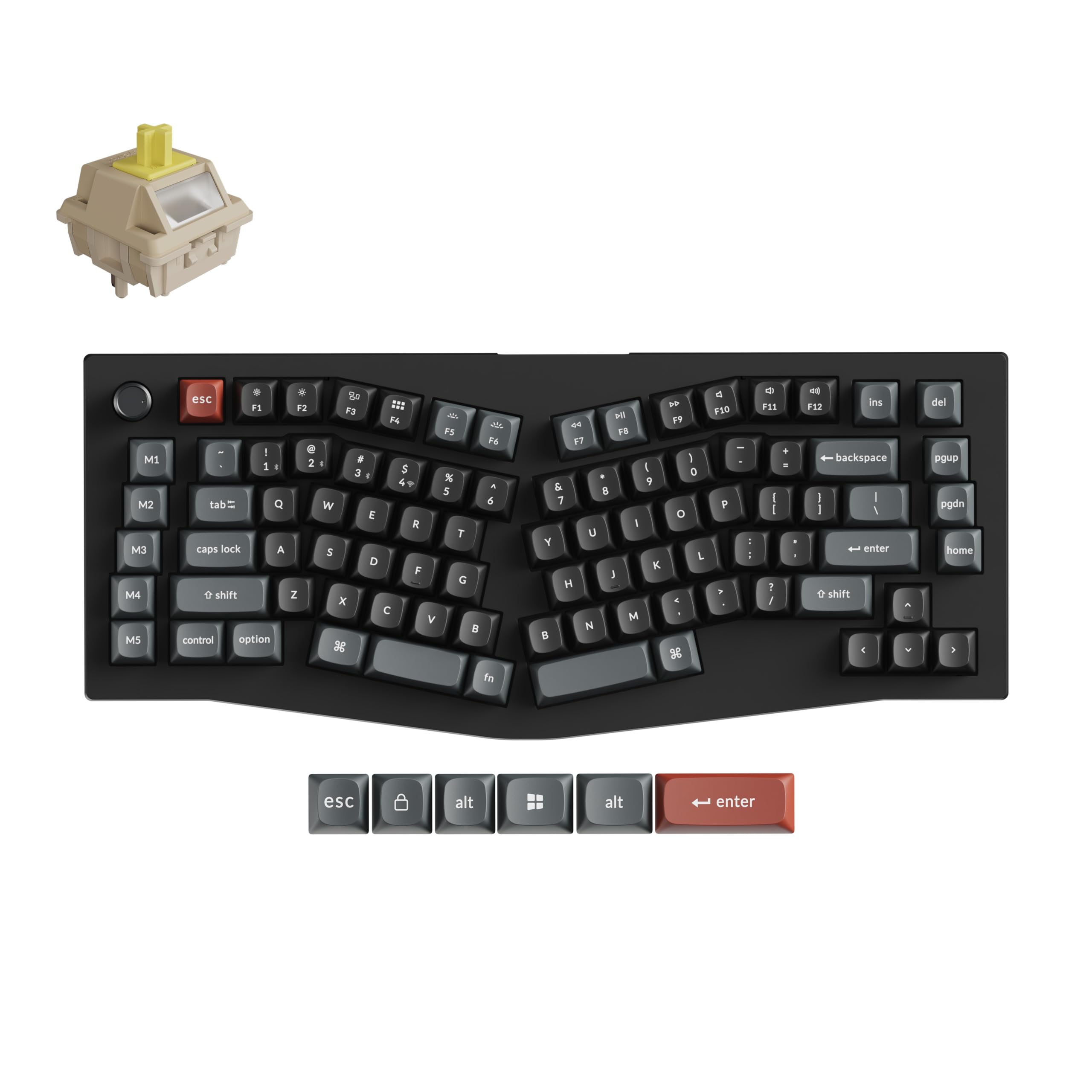 Keychron V10 Ultra 8K Wireless Mechanical Keyboard, 75% Alice Ergonomic Layout with Knob, 8000Hz 2.4GHz/USBC Wired, Bluetooth 5