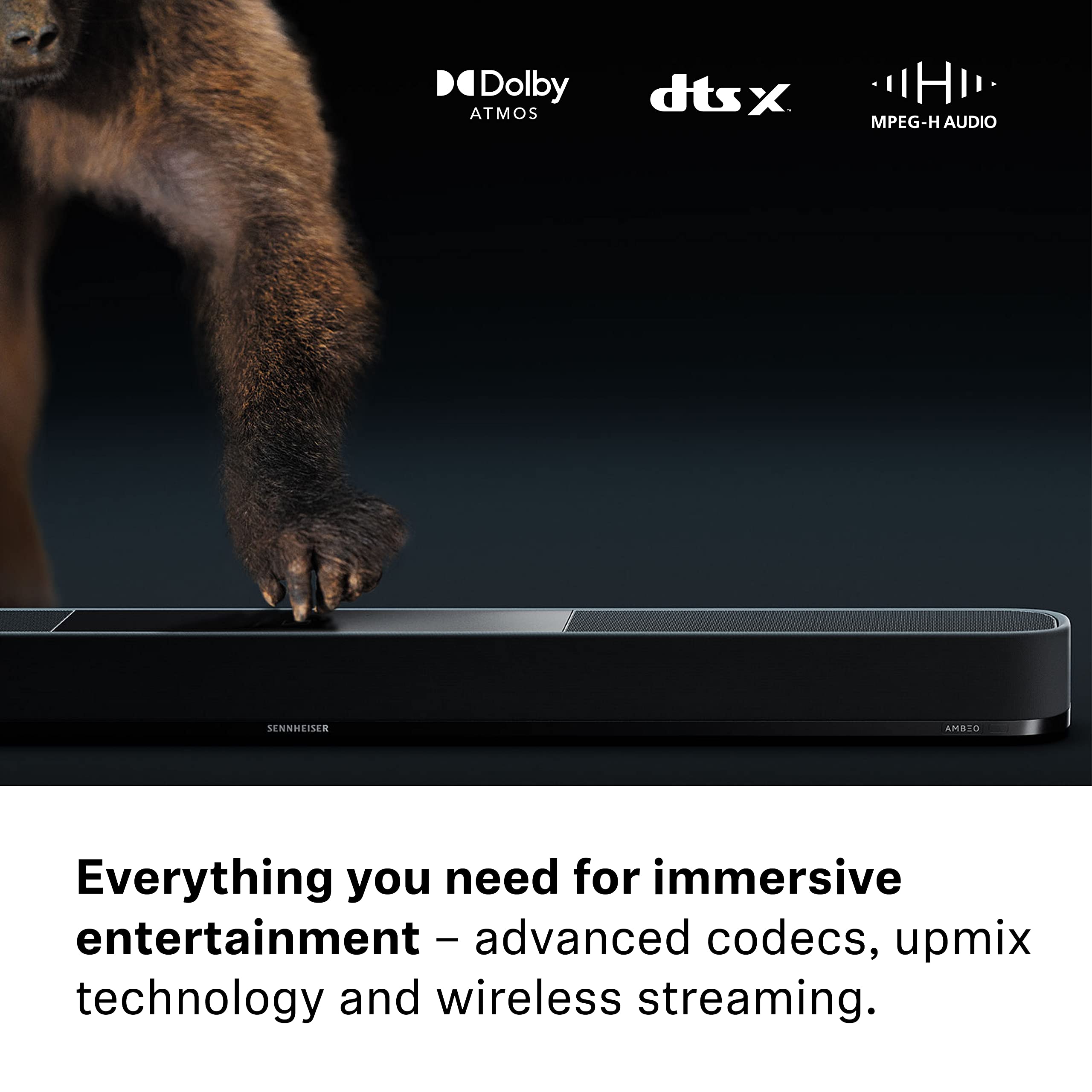 Sennheiser Ambeo Soundbar Plus For Tv And Music With Immersive 3D Surround Sound, Virtual 7.1.4 Speaker Setup, Built In Dual Sub