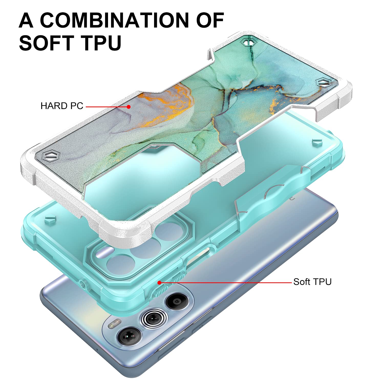 Rosebono For Motorola Edge 2022 Case, Motorola Edge 5G Uw 2022 Case, Hybrid Dual Layer Graphic Design Pattern Heavy Duty Protect