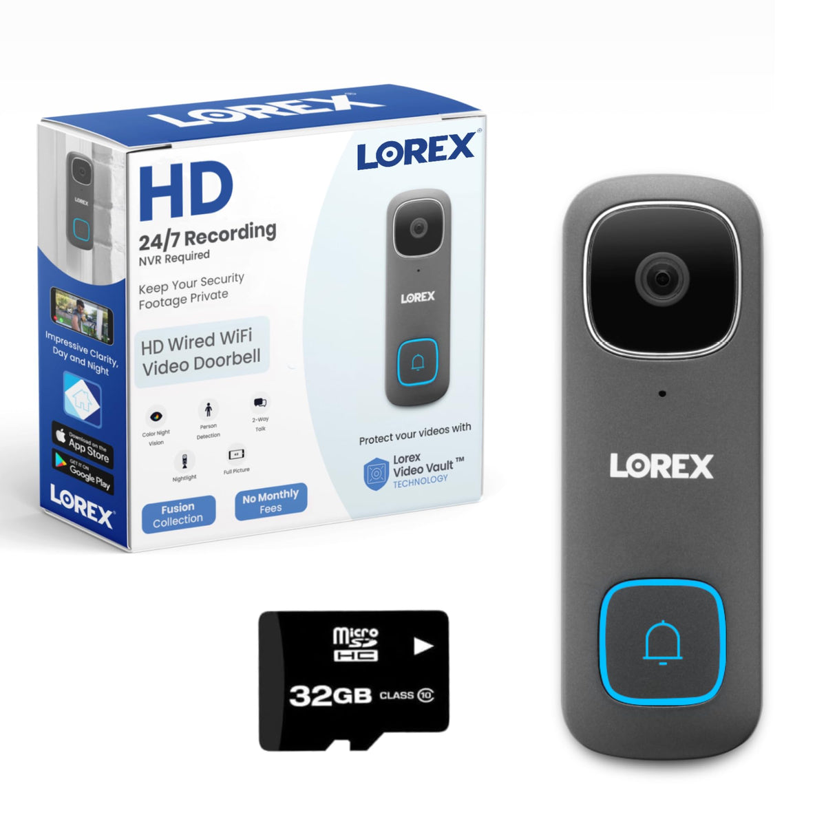 Lorex 1080P Wired Wifi Smart Video Doorbell Camera W/No Subscription Fee - Smart Security Lighting, Motion Detection, 2 Way Talk