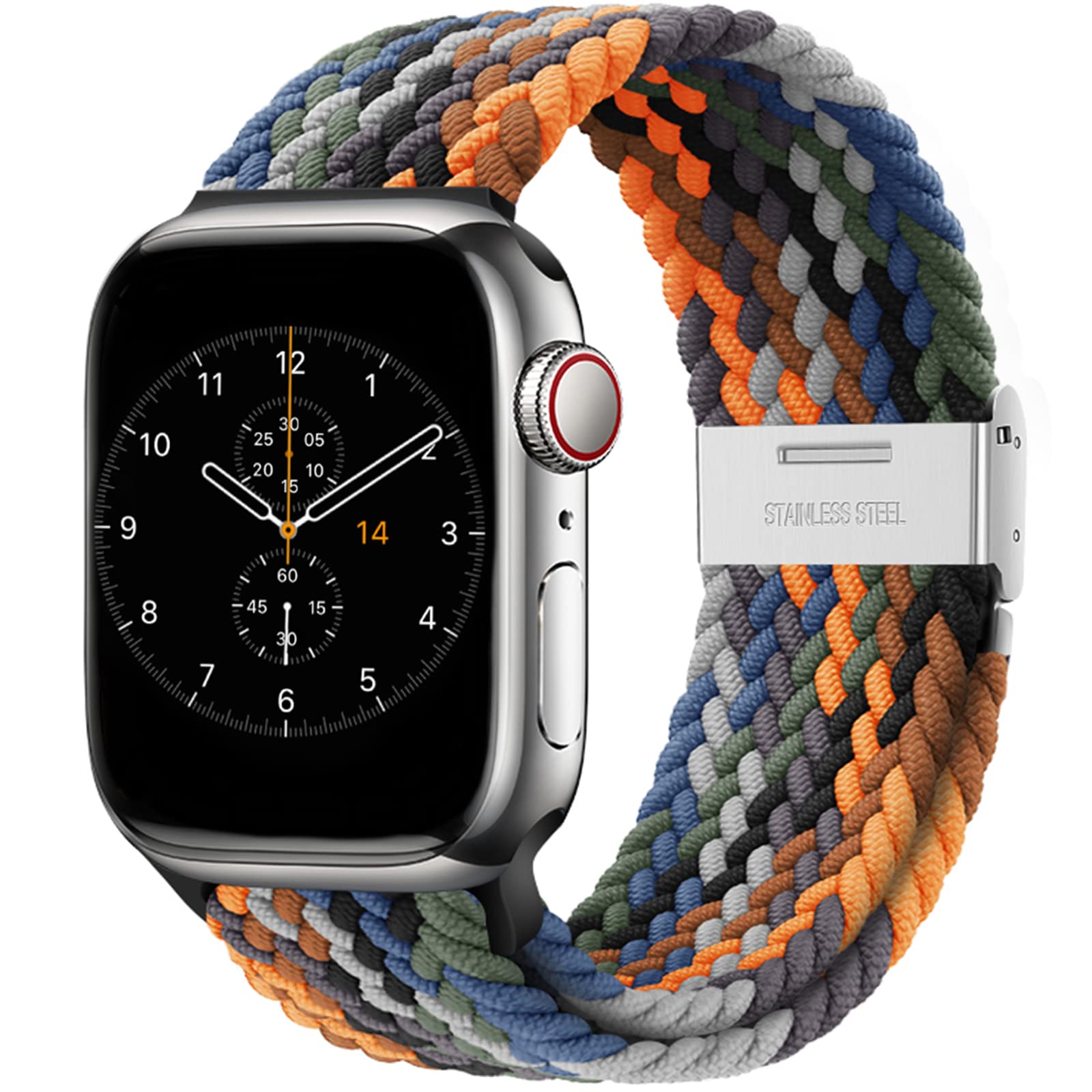 Nepfaivy Compatible With Apple Watch Band   42Mm 44Mm 45Mm 49Mm Braided Stretchy Sport Loop For Apple Watch Series Se 8 7 6 5 4