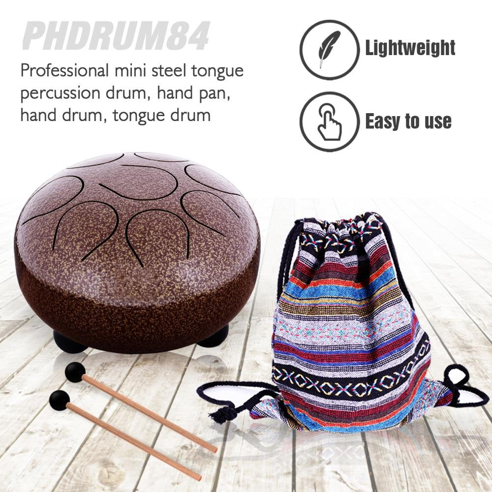 Pyle Professional Pan Drum, Steel Drum, Steel Pan Drum Music, Finger Steel Drums, Jamaican Drum, Harmonic Handpan, Includes Rubb