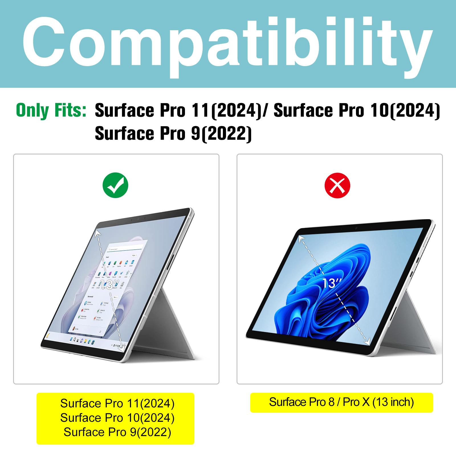 Procase Microsoft Surface Pro 11/10/ 9 13 Inch Privacy Screen Protector, Anti Spy Tempered Glass Ultra Thin Tinted Screen Film Guard For 13.0 Inch Surface Pro 11/10/ 9 2024 2022 Release