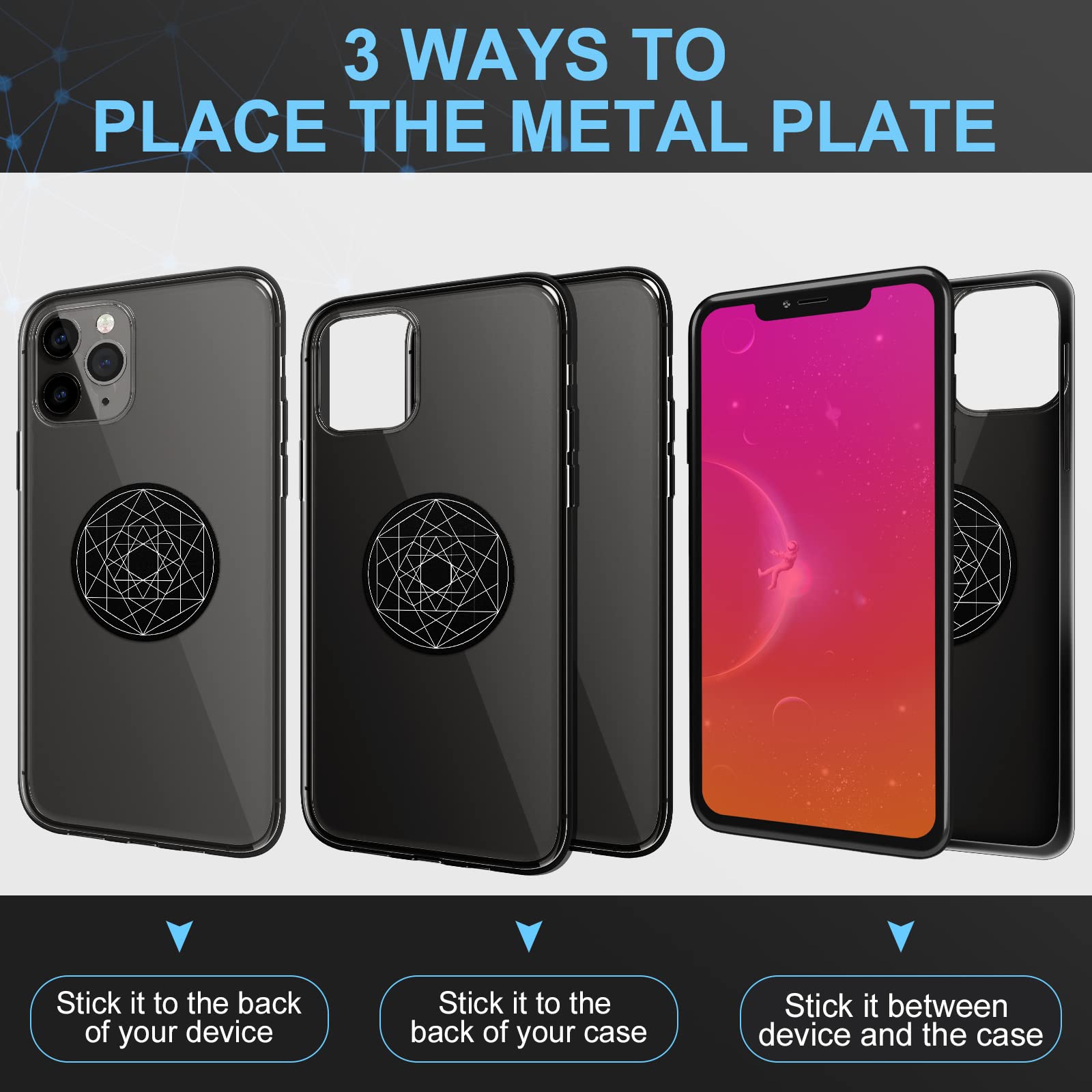 Weewooday 8 Pcs Phone Magnet Car Metal Mount Plate For Cell Holder Compatible With Magnetic Car Mounts Replacement Sticker(Simpl