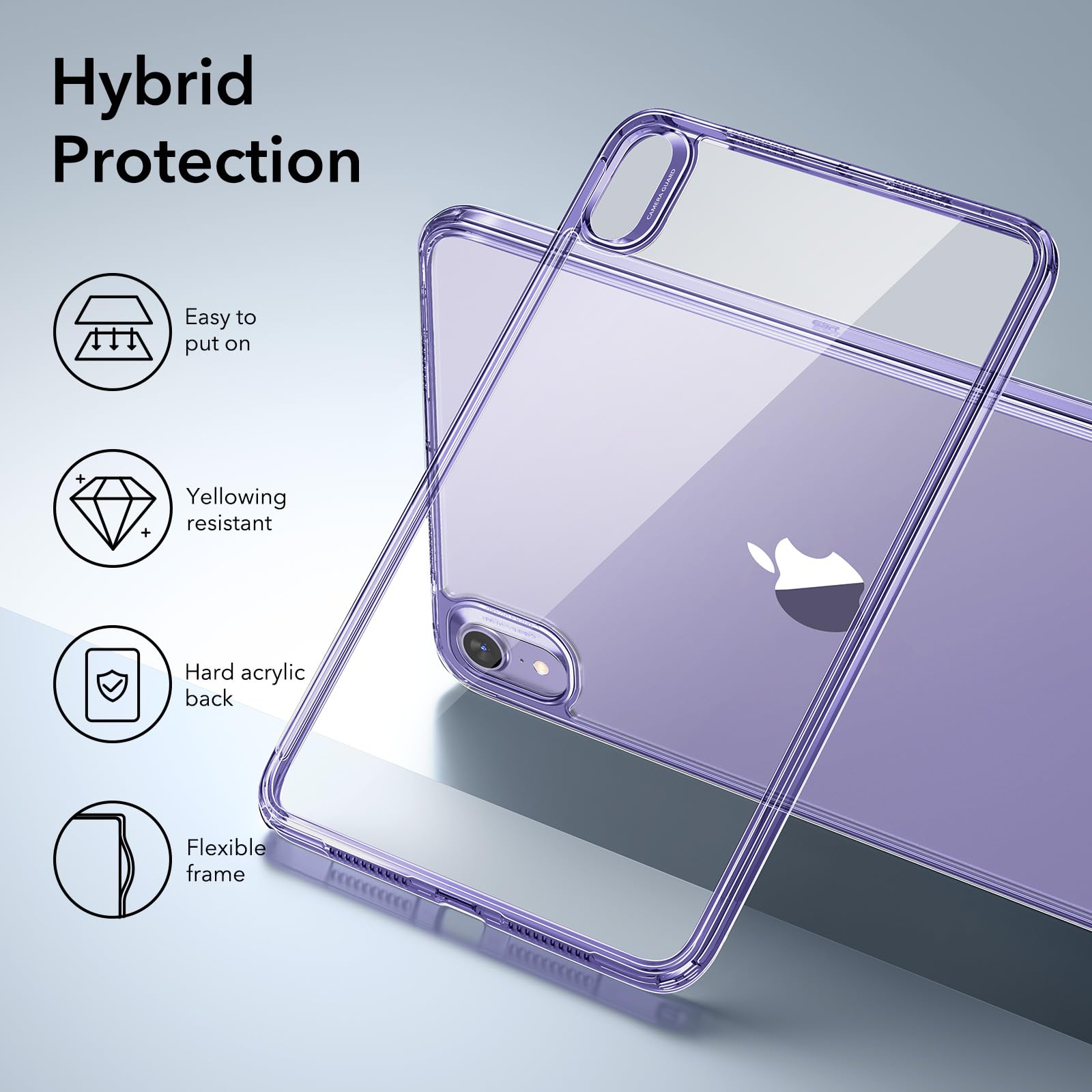 Esr For Ipad Mini 7 A17 Pro Case, Ipad Mini 7Th/6Th Generation Case (2024/2021), Slim And Light, Shock And Drop Protection, Yellowing Resistant, Supports Pencil Pro & Pencil (Usb C), Purple Clear