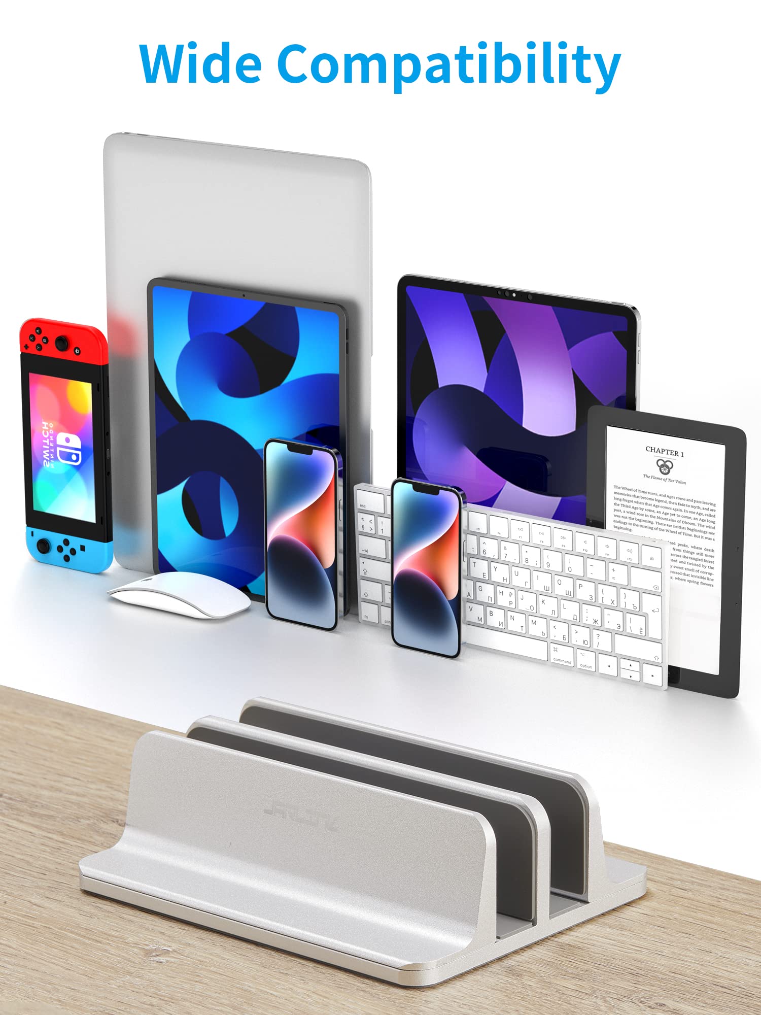 Jarlink Vertical Laptop Stand Holder, Aluminum Double Desktop Stand Holder With Adjustable Dock (Up To 17.3 Inch), Compatible Wi