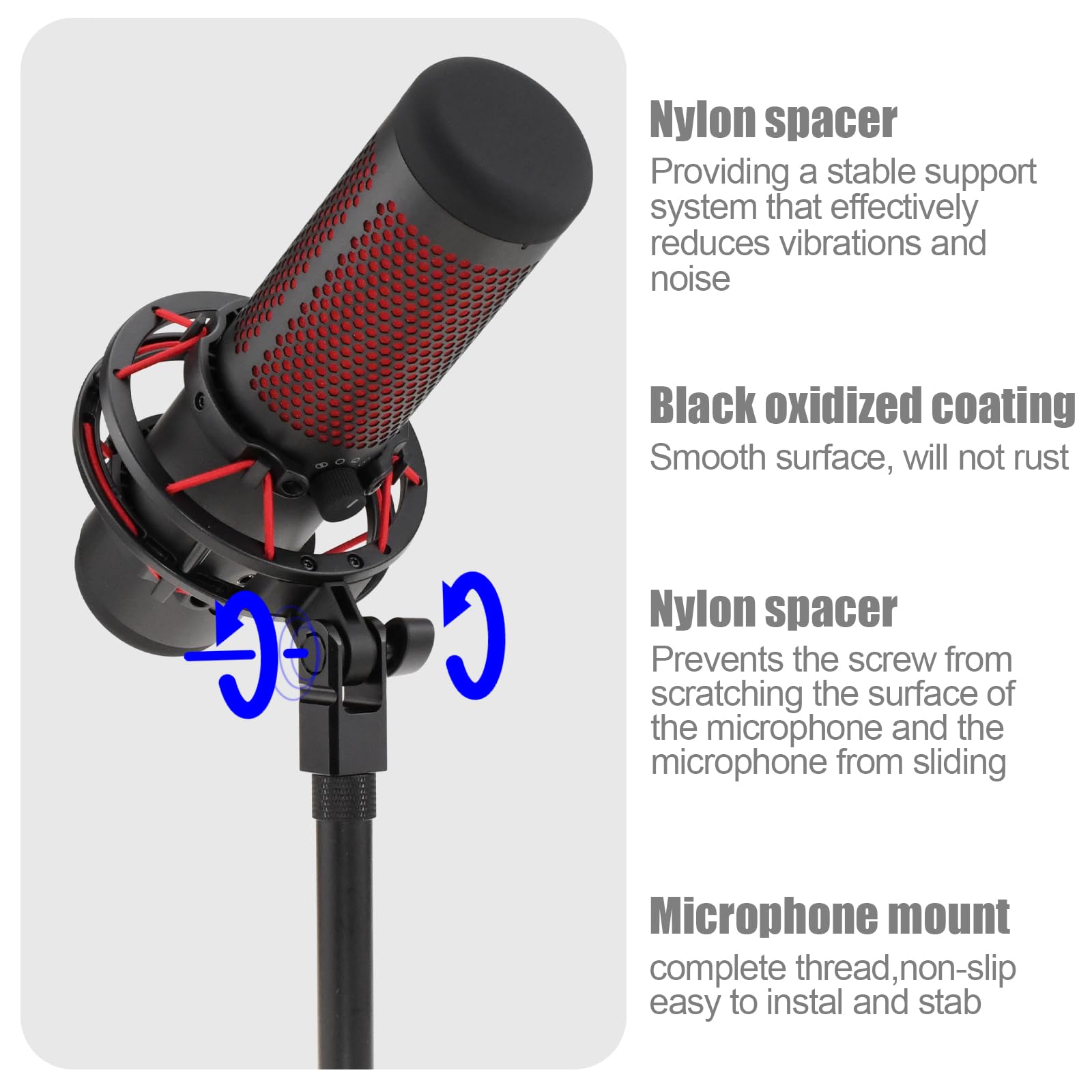 Microphone Mount Adapter For Hyperx Quadcast With 3/8 Or 1/4 Screw Adapter And Nut, Works With Hyperx Quadcast Microphone Stand