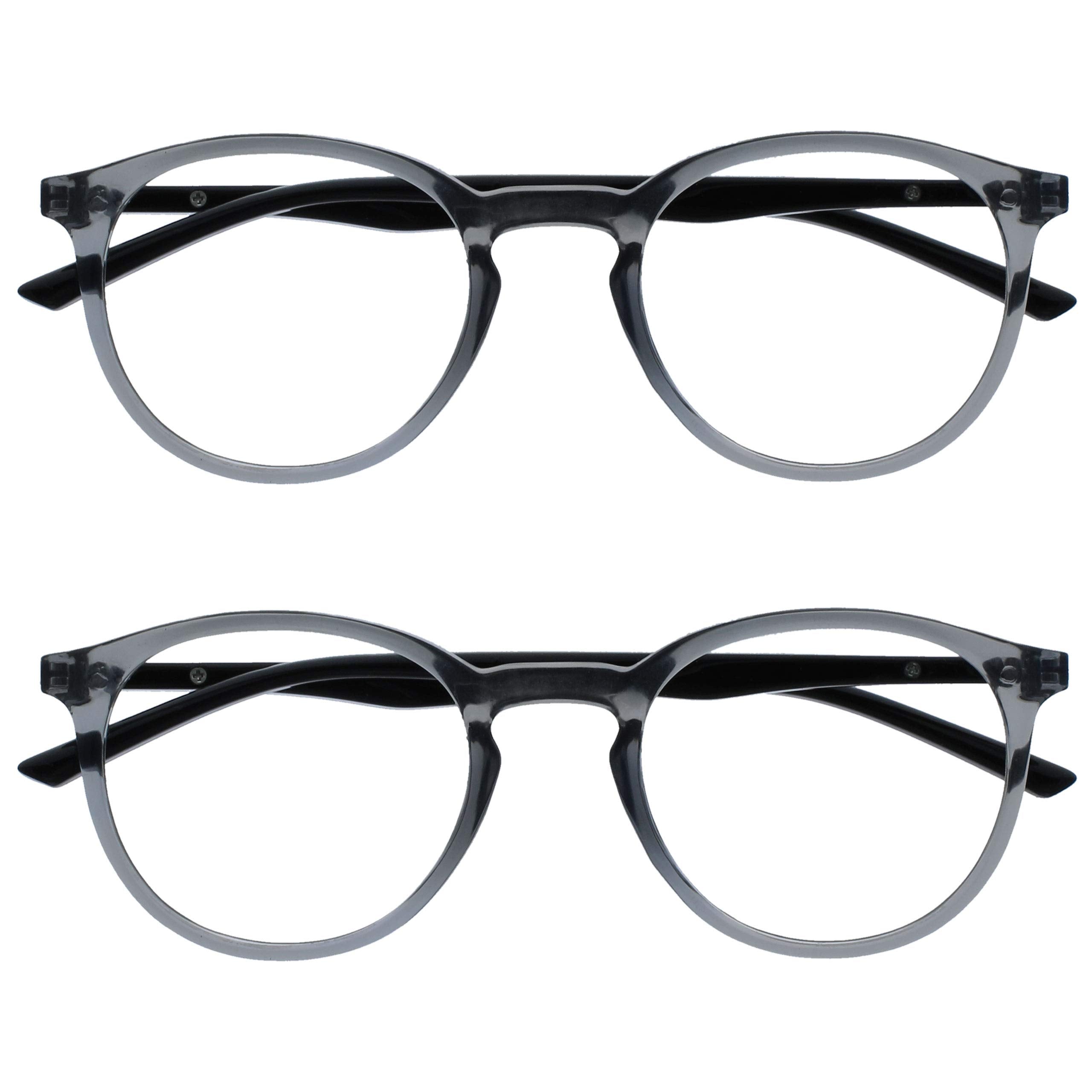 OPULIZE Met - Reading Glasses Blue Light Blocking 2 Pack Slim Round Frame Spring Hinges Improve Sleep Computer Gaming Anti-Refle