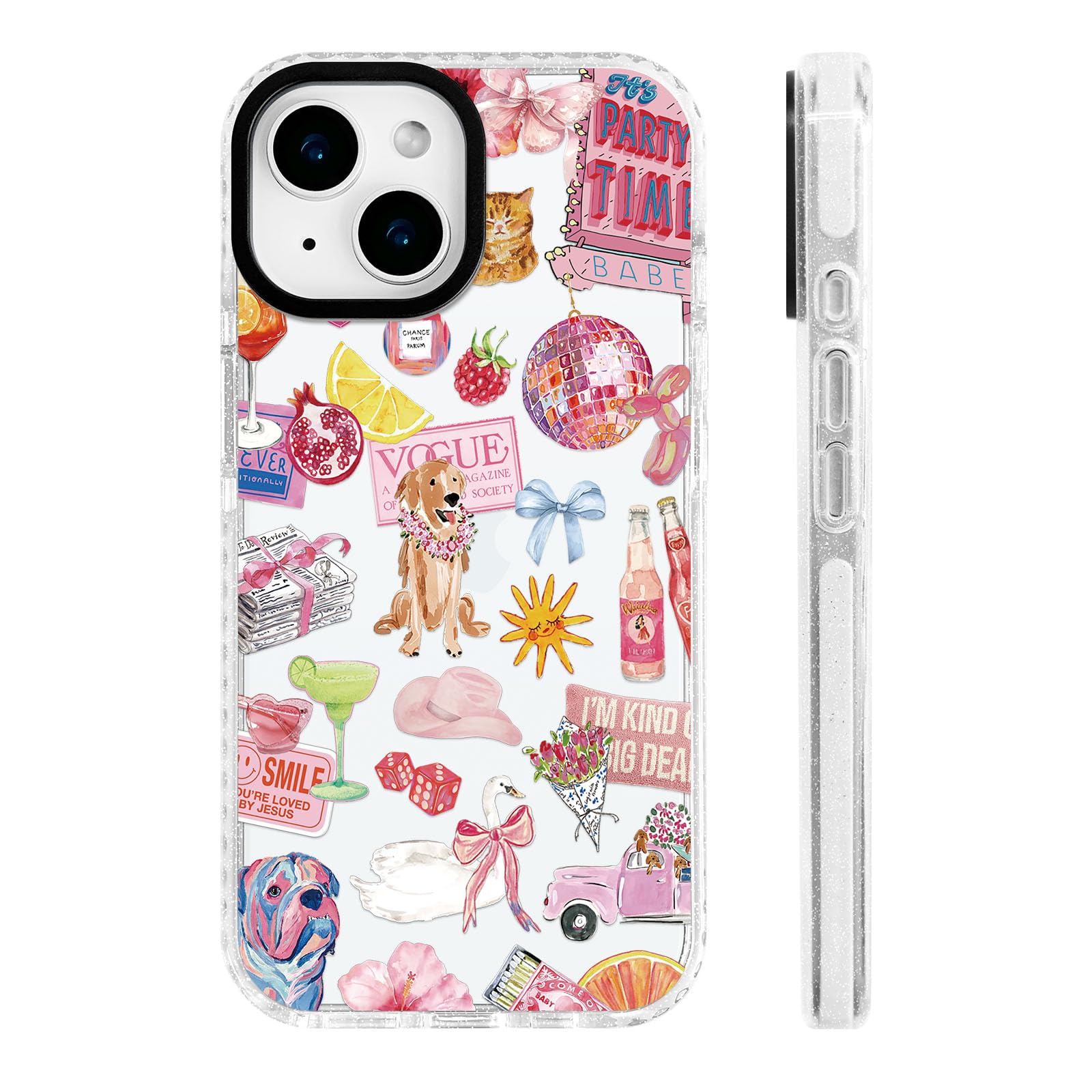 ChiCs-Flaura for iPhone 15 Case [Military-Grade Drop Protection/Playful Soft Slim TPU Protective/Camera Protection/Women & Girls