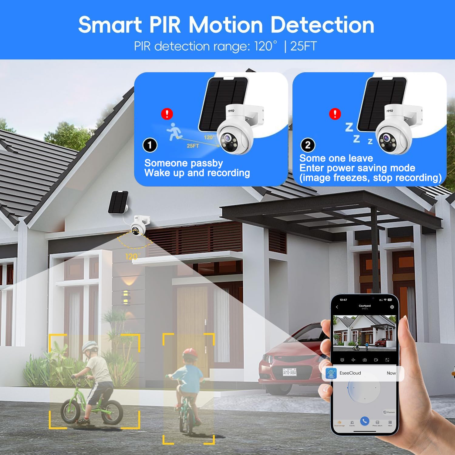 ?2.5K? Mmq Wireless Solar Security Camera System, 10Ch 4Mp Hd Solar Cameras, Ptz Camera Outdoor Wifi, Home Surveillance Camera W